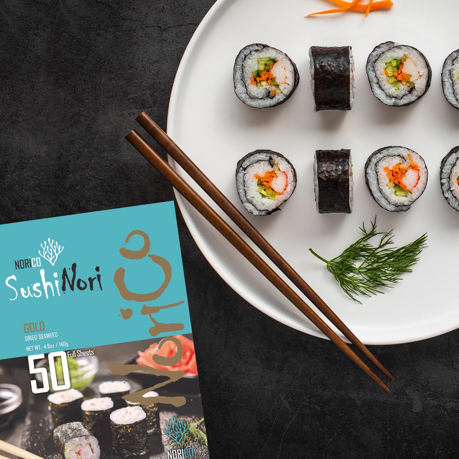 ★nori★！ Norico Sushi Nori, Roasted seaweed Sheets, 50 Full Sheets