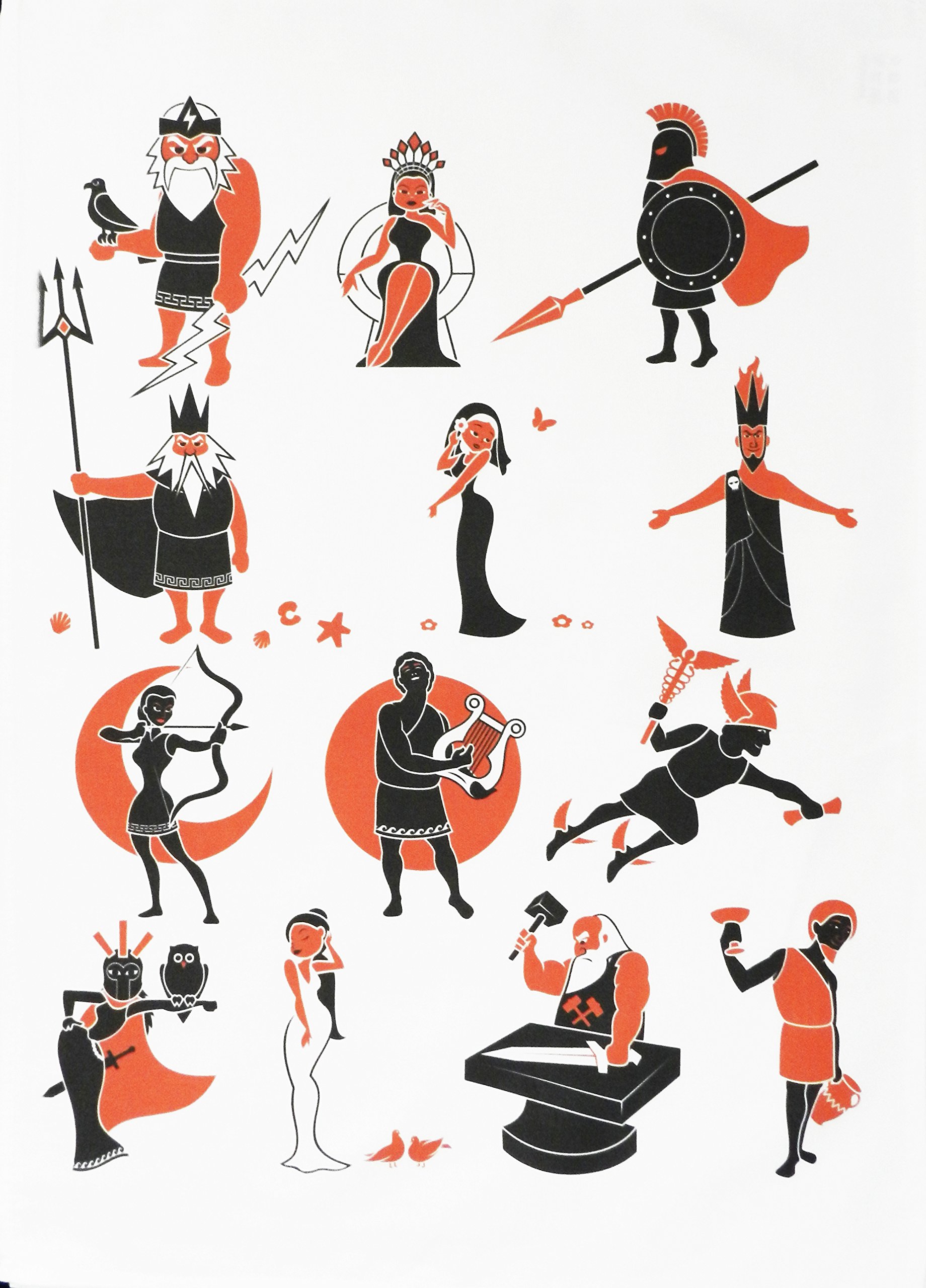 Half A Donkey White Roman And Greek Gods - Large Cotton Tea Towel
