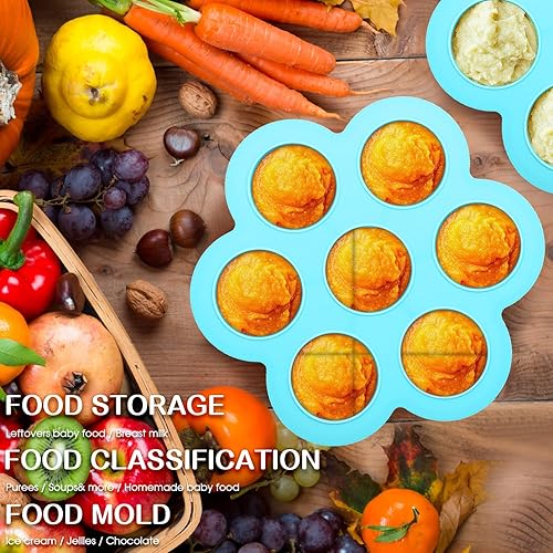 Miniatura 3 de Bandeja de silicona para congelador de alimentos para bebés, 4 unidades, apilable, reutilizable, de 2.5 onzas, bandeja de almacenamiento para huevos