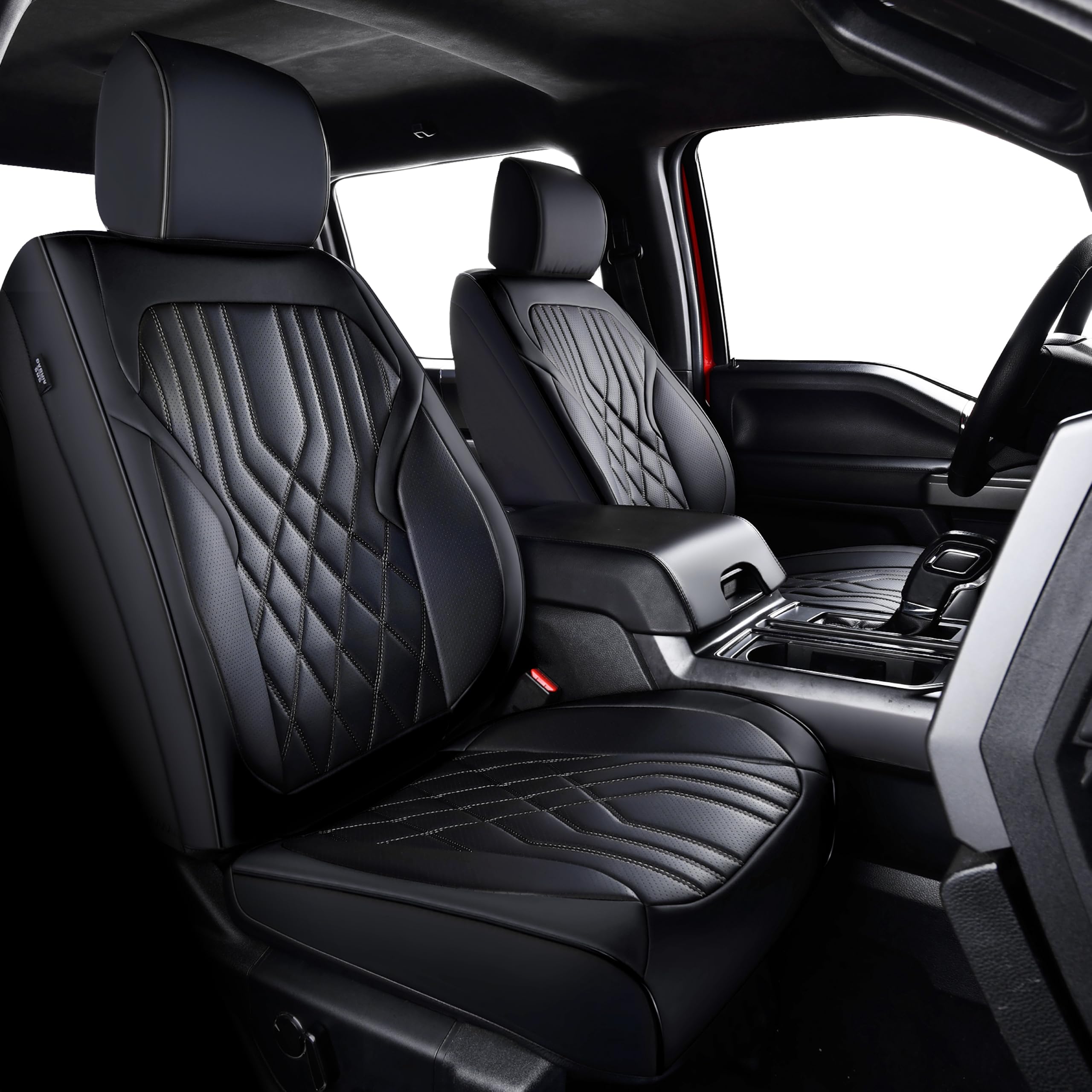 Photo 1 of ***DAMAGE -SLIT SEAT COVER -SELLING AS IS *** KOSIMAZ Silverado Sierra Truck Napa Leather Seat Covers, for 2019-2026 Chevy Silverado GMC Sierra 1500 & 2020-2026 2500HD 3500HD Crew Cab(Full Set, Black)