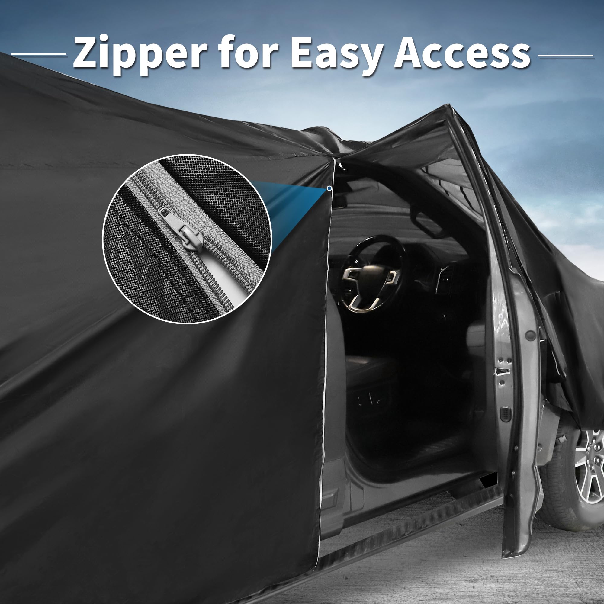 A ABSOPRO Copertura Impermeabile Per Suzuki Jimny JB64W/JB74W | Colore Nero, Materiale Alluminio E Cotone, 385x148x160cm, Antivento, Traspirante, Per Esterni, Fibbia Inferiore Antivento