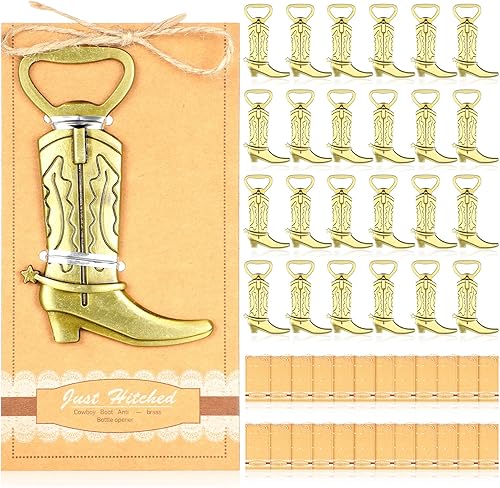 24 abridores de botellas para botas vaqueras, recuerdos de fiesta de boda, abridores de botellas de acero inoxidable con embalaje exquisito para