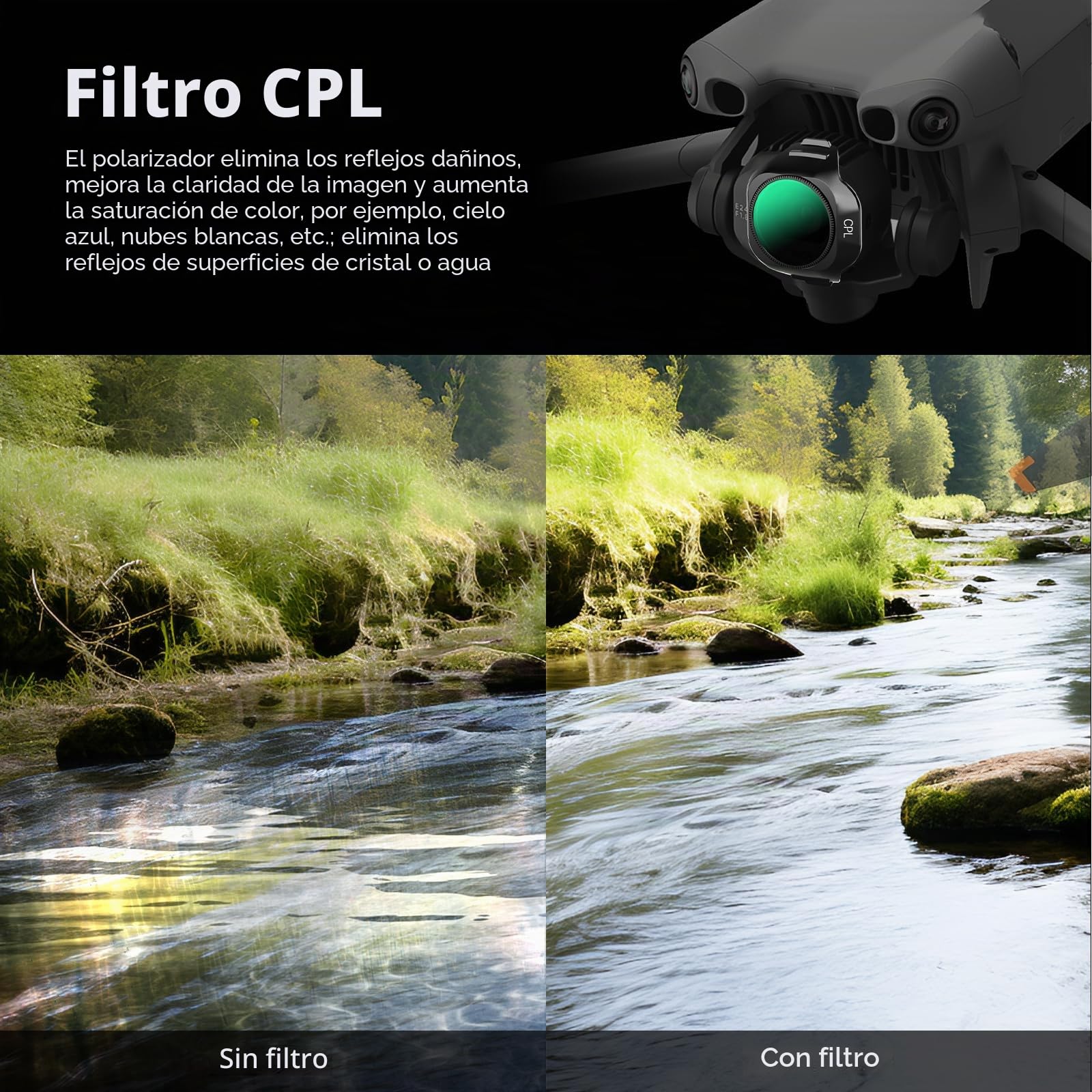 FPVtosky Mini 5 Pro ND Filter Set, filtros ND Multicapa, Conjunto de filtros CPL para Accesorios de Drones dji Mini 5 Pro, 6 Piezas (CPL, ND16, ND32, ND64, ND128, ND256)