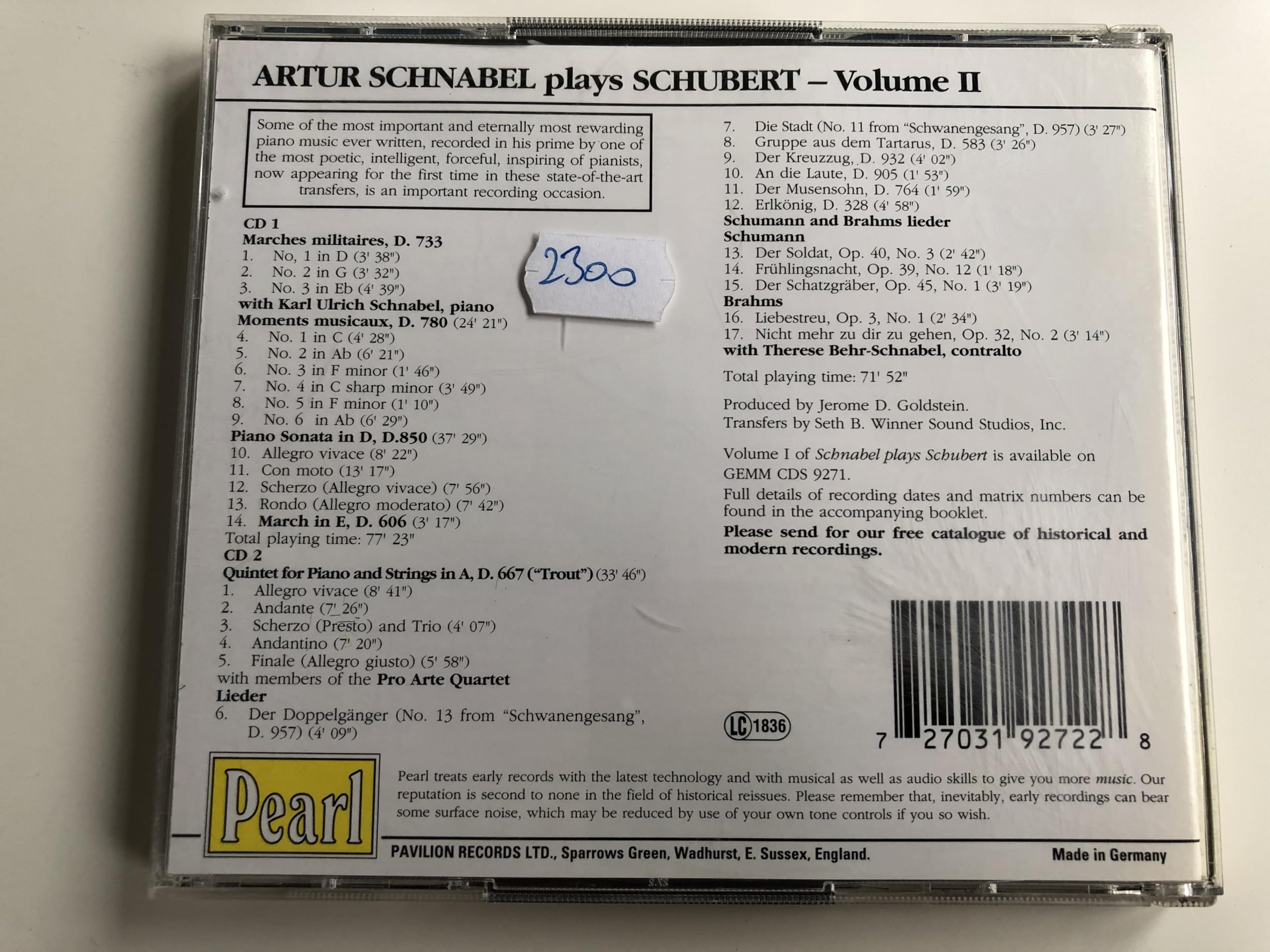 Schnabel spielt Schubert Vol. 2