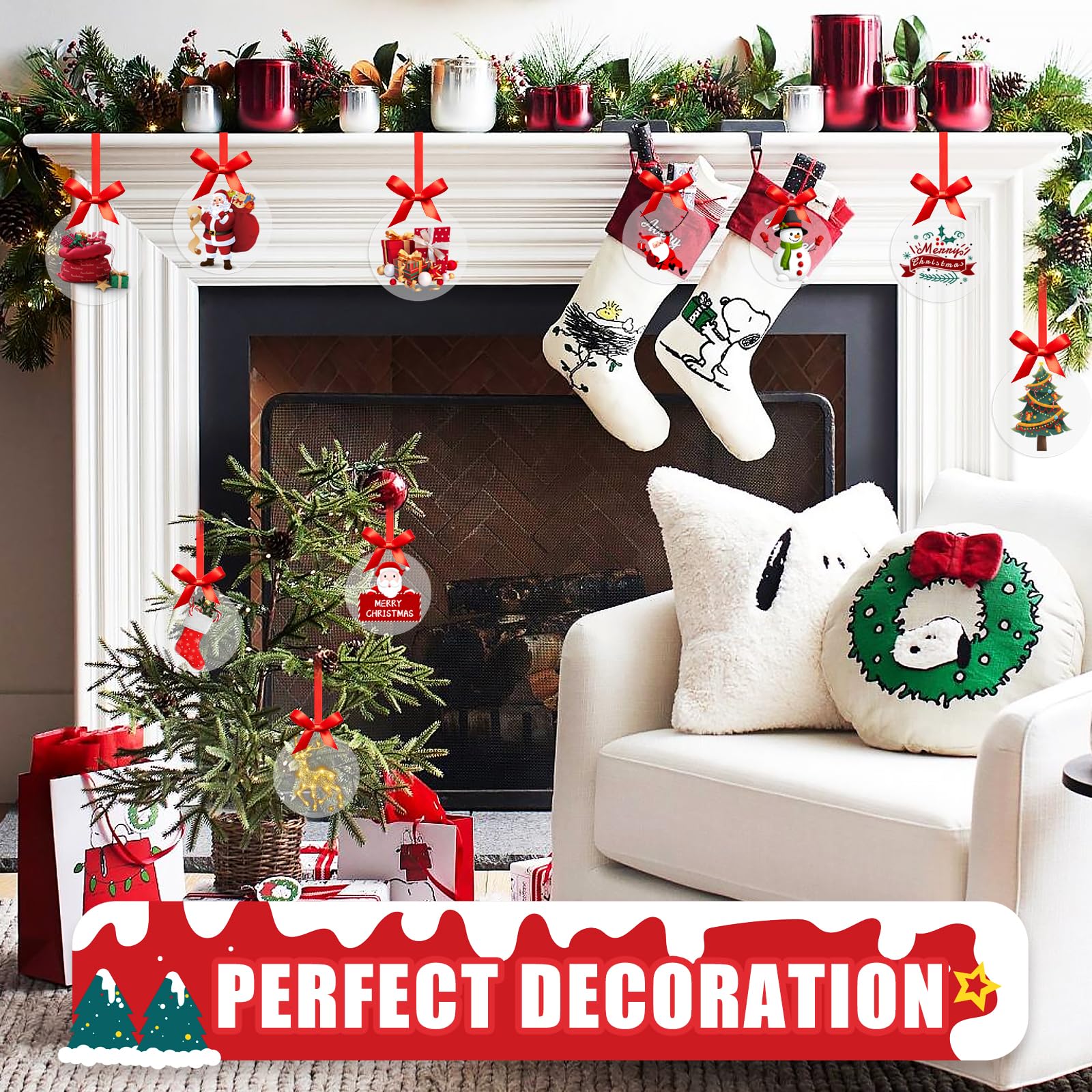 Palla in acrilico 12 cm con foro 8 cm, trasparente, pieghevole per Natale, 1 pz