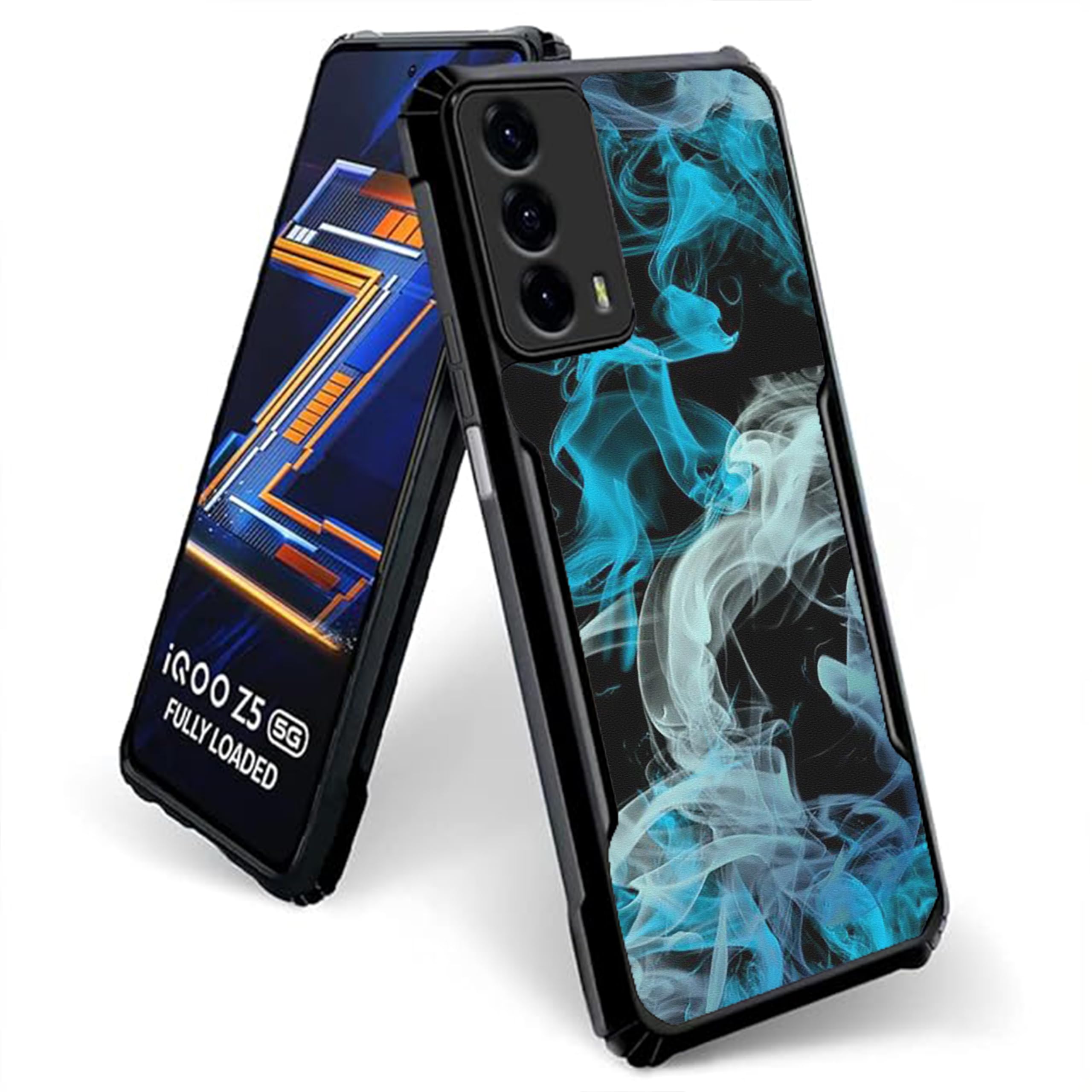 COBERTA Back Cover for iQOO Z5 5G Back Cover Case - Black Grey and Blue Smoke PT99 D15004 (B0D2DP35CN) Amazon Price History, Amazon Price Tracker