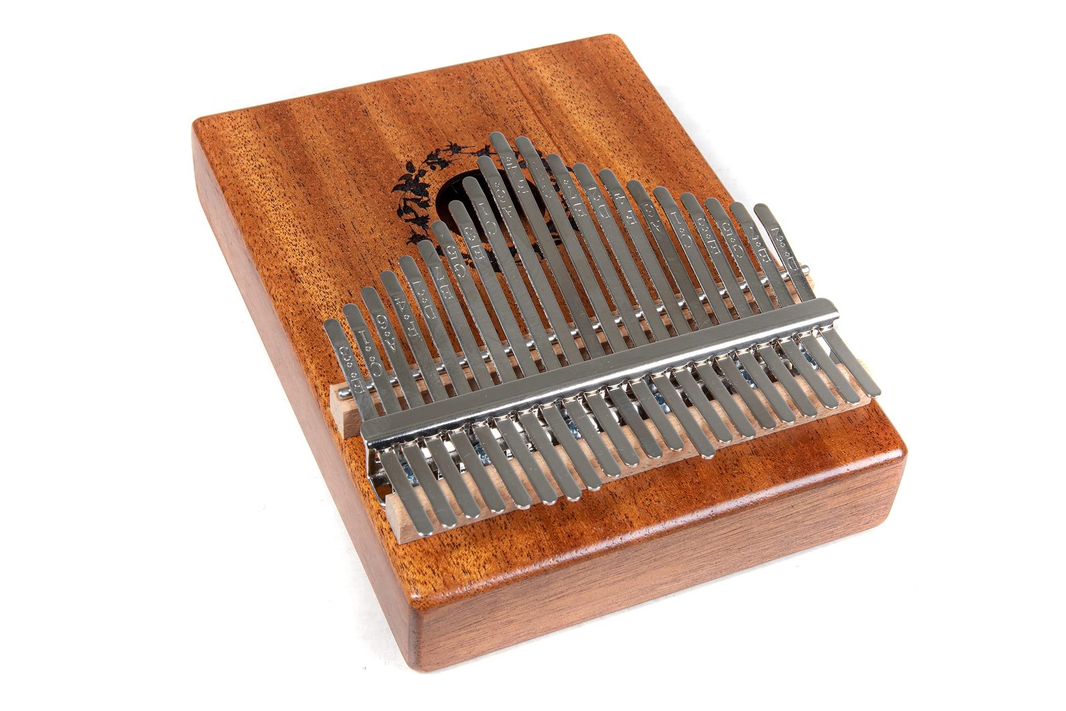 GEWA Kalimba piano à pouces acajou, motifs d'anches, 21 anches en acier, accordable, sacoche, maillet inclus, mode d'emploi