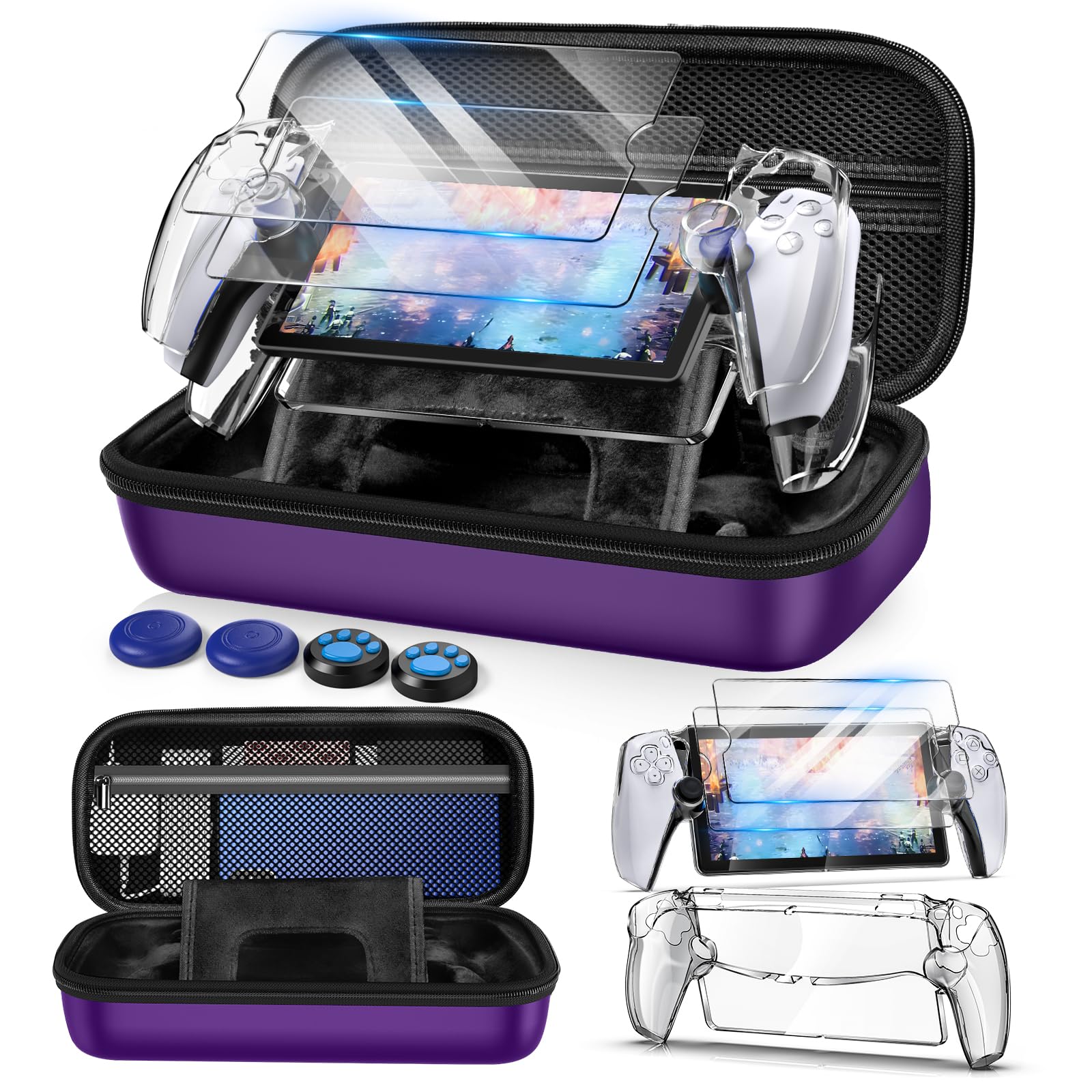 Auarte 12 in 1 Accessories Set for Playstation Portal Remote Player Hard Carrying Case for PS Portal with