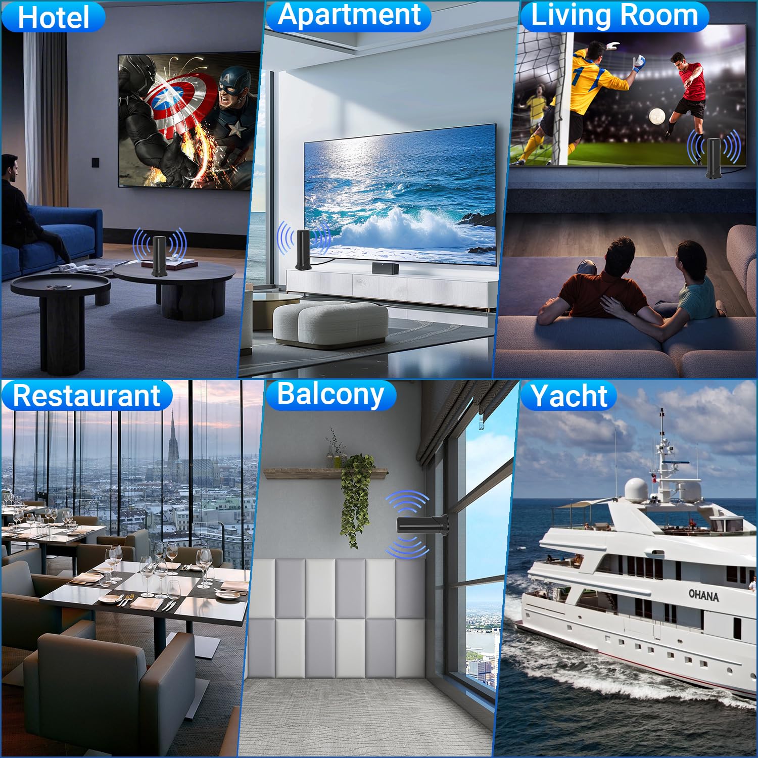 Antena de TV interior para Smart TV, antena digital HD 2025 para canales locales con recepción de largo alcance de 360° y base magnética fuerte, soporta 4K 1080p VHF UHF, fácil configuración y cable