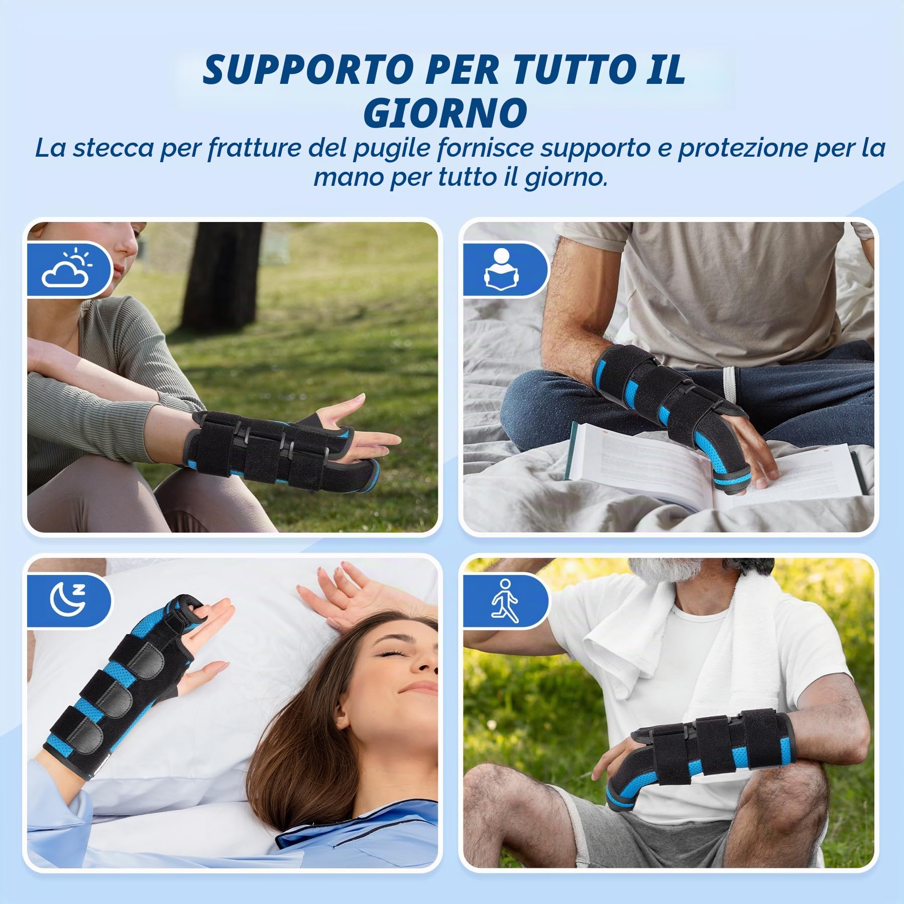 Stecca per frattura del pugile, stecca per grondaia ulnare mano destra, tutore per mano stecca del 4° e 5° metacarpo, ortesi per mano e polso del pugile per donne e uomini, destra, S