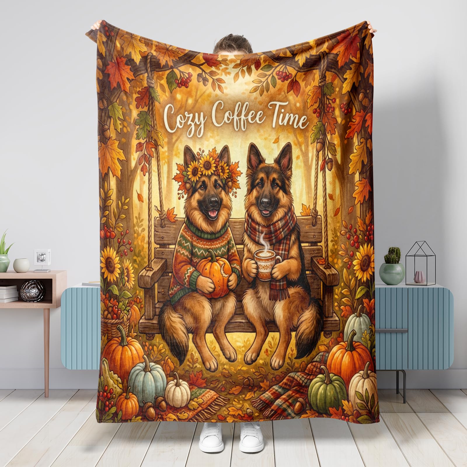 Couverture citrouille d'automne grand plaid salon voyage et plage