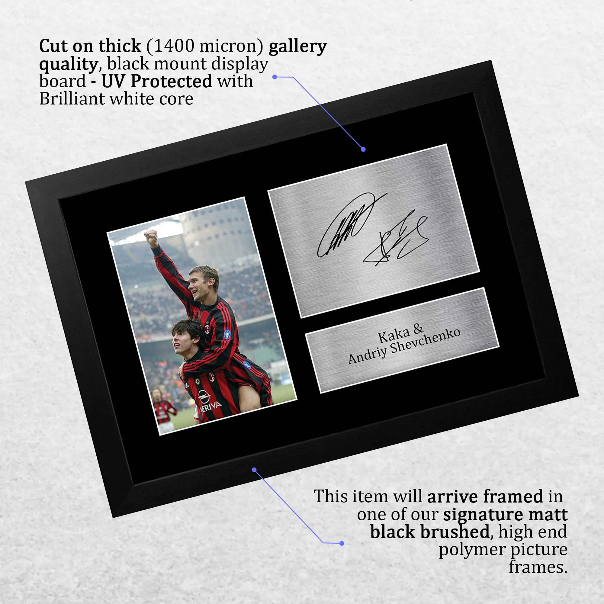 HWC Trading FR A4 Kaka & Andriy Shevchenko A C Milan Regali Stampati Autografo Firmato Foto Per Gli Appassionati Di Calcio E Sostenitori - A4 Framed, per Ufficio