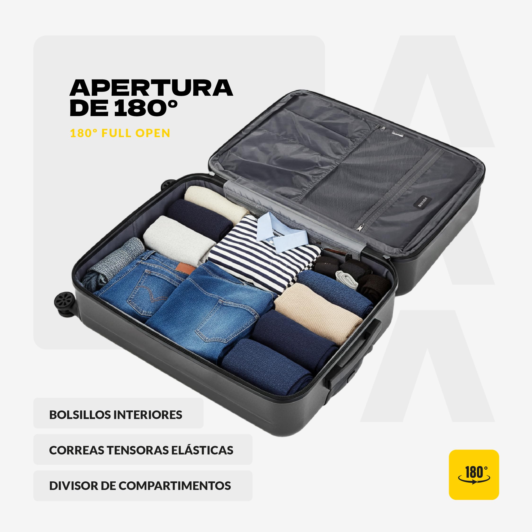 VOYAN Maleta Grande 23kg SDR Gris 68x46x28 Expandible, Trolley Rigido ABS Ligero 4 Ruedas 360°