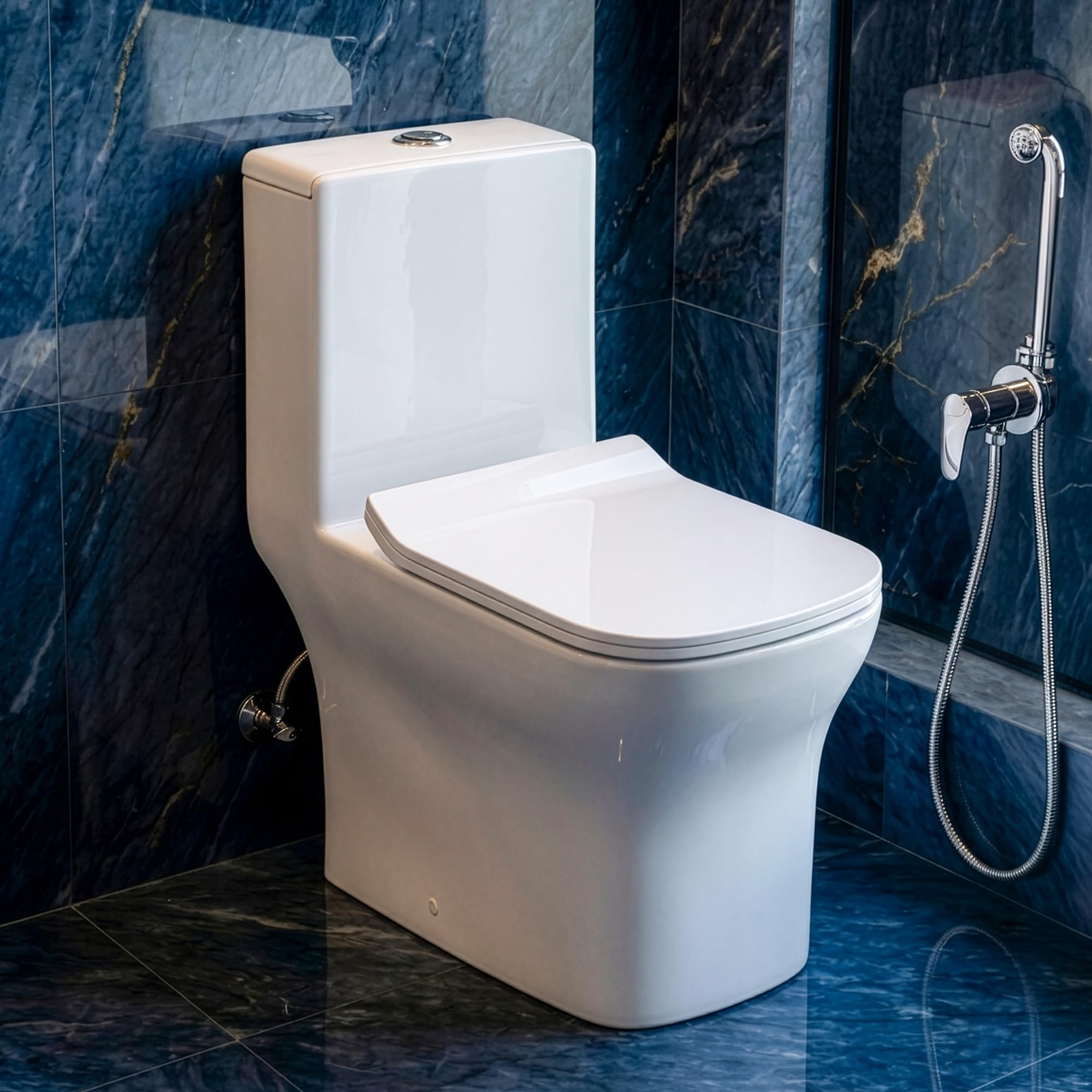 Johnson Elegance Floor Mounted P-Trap 180 mm One-Piece Closet wt Soft Close Slim Seat Cover (PP) | 630x355x720mm | Dual Flush Tank | Washdown Flushing | Water Saving | 10 Years Warranty (P6108PW0202)-image-3