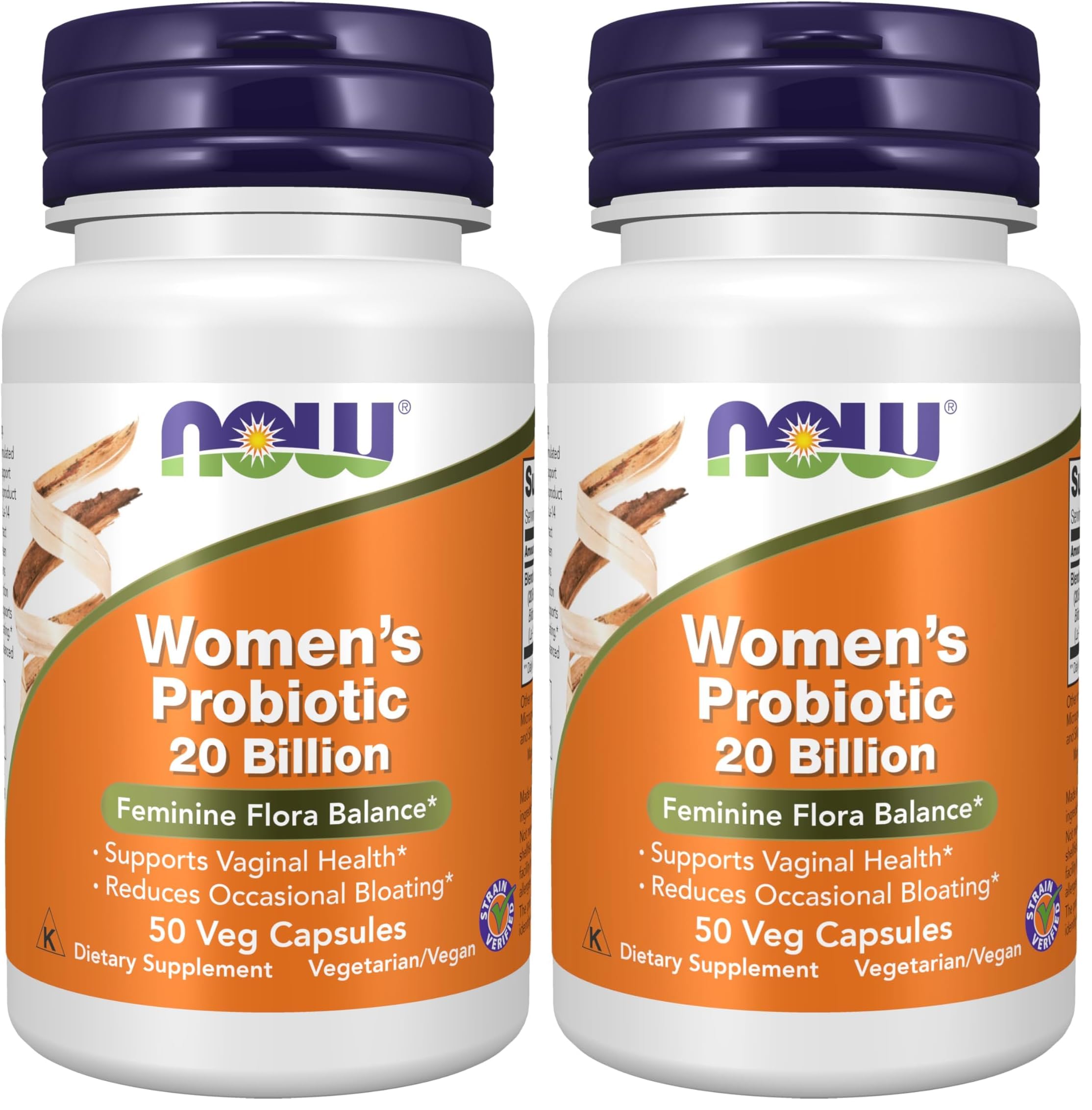 NOW Foods Supplements,Women's Probiotic,20 Billion,Specially Formulated Using Three Clinically Tested Probiotic Strains,50 Veg Capsules,(Pack of 2) 50 Count (Pack of 2)