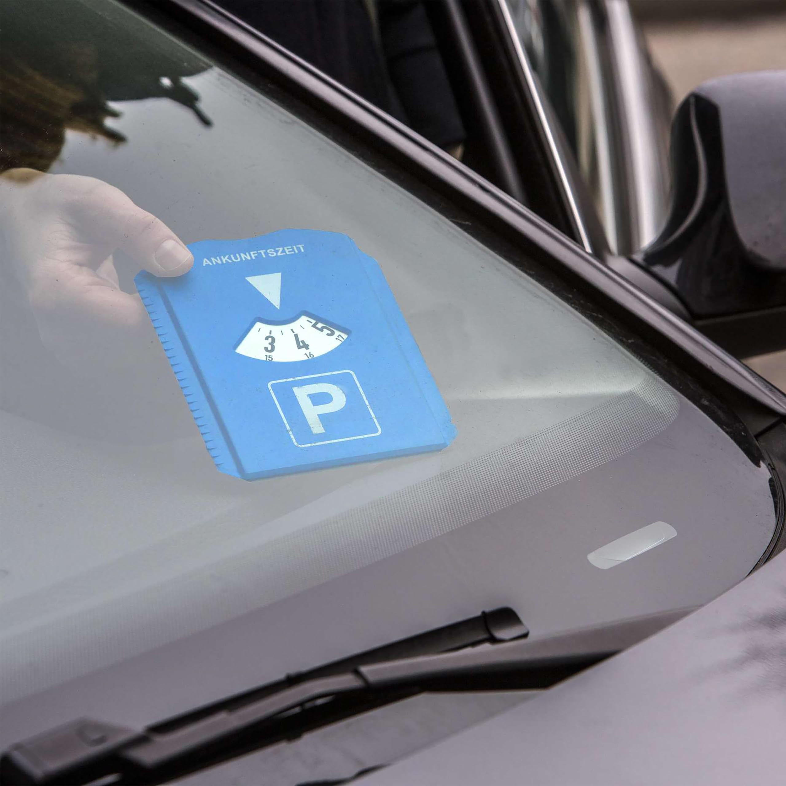 BIGtec Disco de Aparcamiento para Auto con rasqueta de Hielo, raspador de Escritura, medidor de Perfil de neumático, ficha para el Carro de la Compra, Goma, ficha para el Carro de la Compra, rasqueta