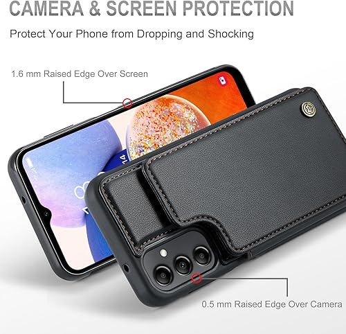 Miniatura 5 de BLLOMOON Funda tipo cartera para Samsung Galaxy A14 5G con bloqueo RFID, funda para Samsung A14 5G con tarjetero para mujeres y hombres, funda de