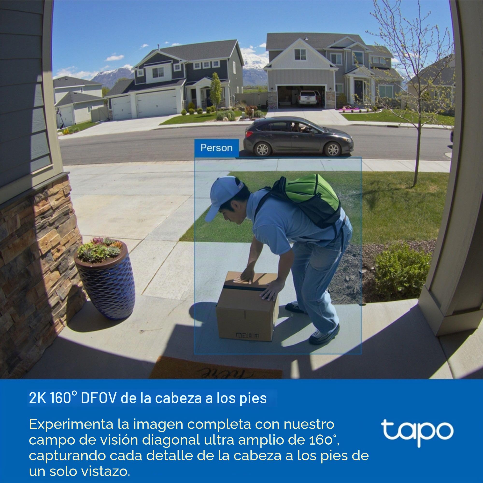 Tapo D210 - Timbre inalámbrico 2K 3MP cámara Ultra Transparente, Timbre de Video inalámbrico, Timbre de Timbre Incluido, Noche de Color, detección de IA sin TP-Link, IP65, batería de 6 Meses, sin