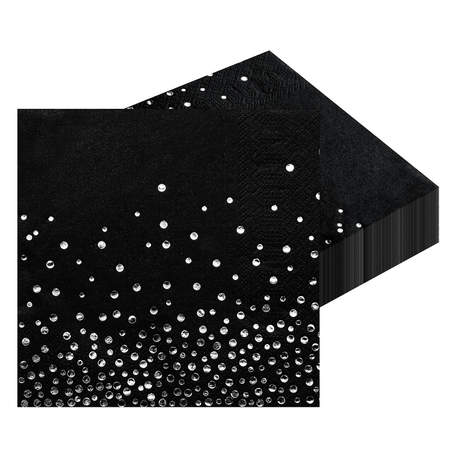 50 Servietten Schwarz mit Silber Goldfolie Papierservietten 33 x 33 cm Partyservietten