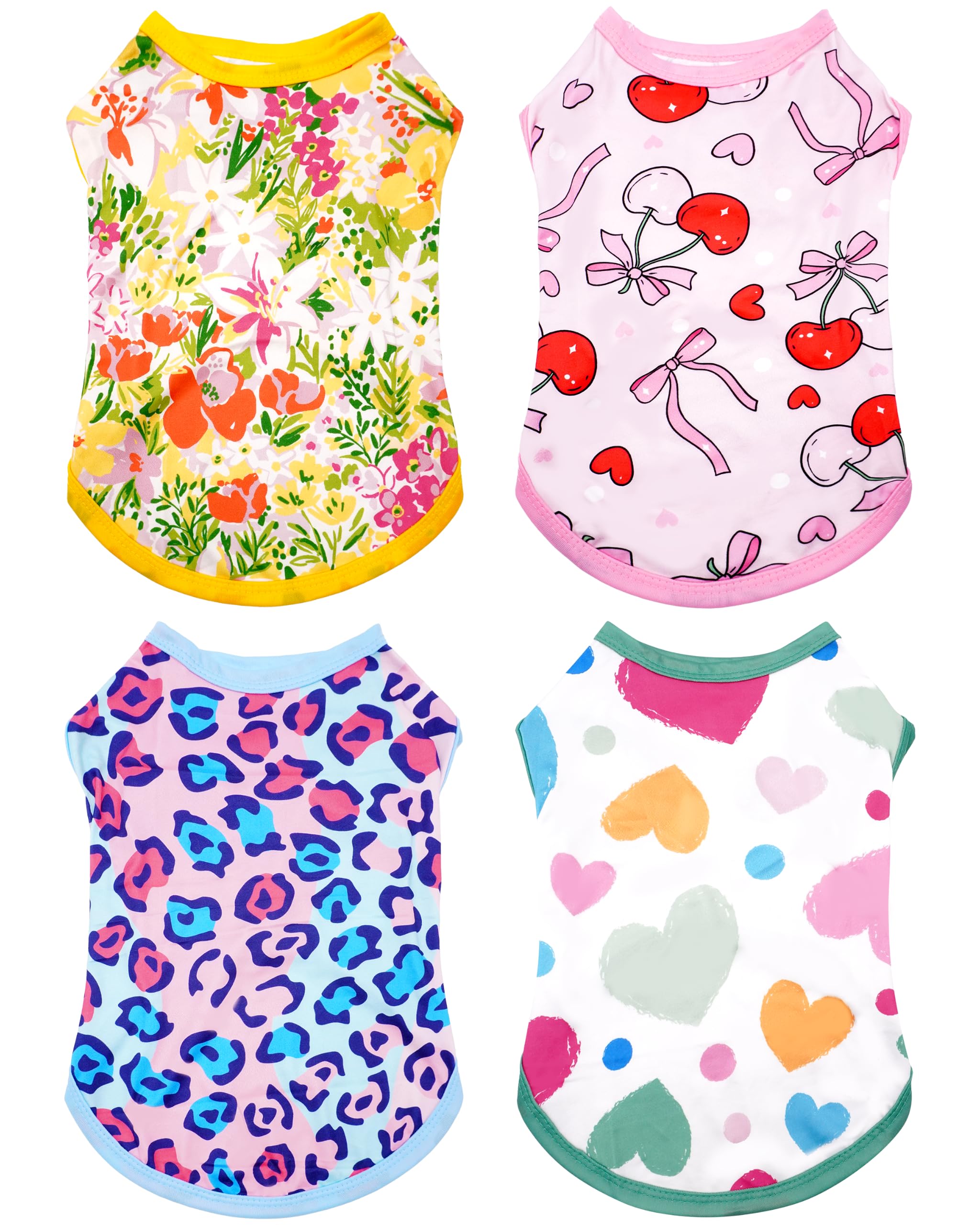 PET SHOW 4 Pack Cherry Dog Shirts for Large Dogs Boy Girl