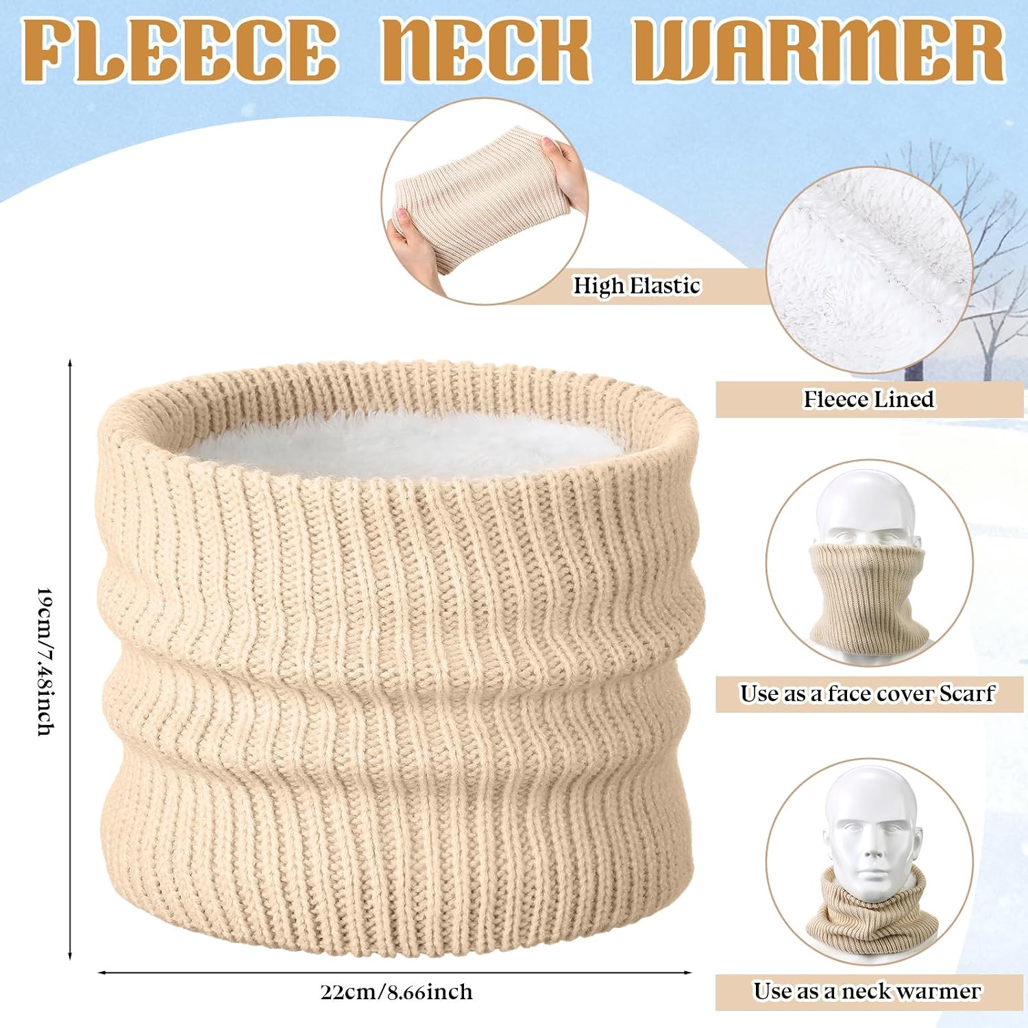 SATINIOR 5 Pcs Winter Hat Scarf Gloves Set Fleece Warm Lined Knit Beanie Hat Touch Screen Earmuff Gloves Warmer for Women image 4