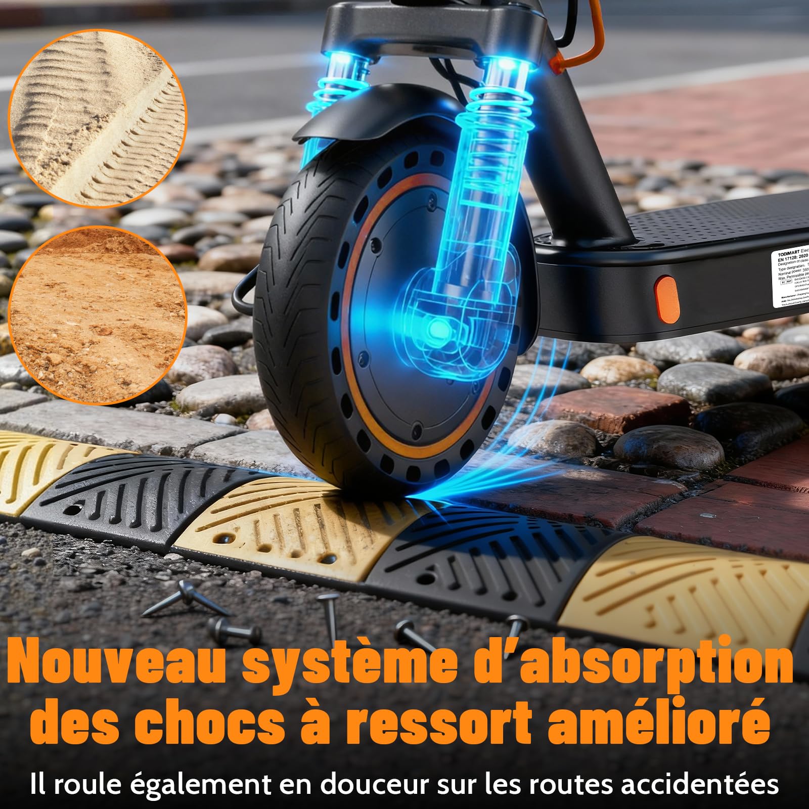 TODIMART T3 Trottinette Electrique Adulte antivol Ultra Legere, Moteur 350W/25KM/H Autonomie 35KM Batterie 36V 7.8Ah,Trotinette électrique Adulte Pliable pneus nid d'abeille increvables, Charge 120kg