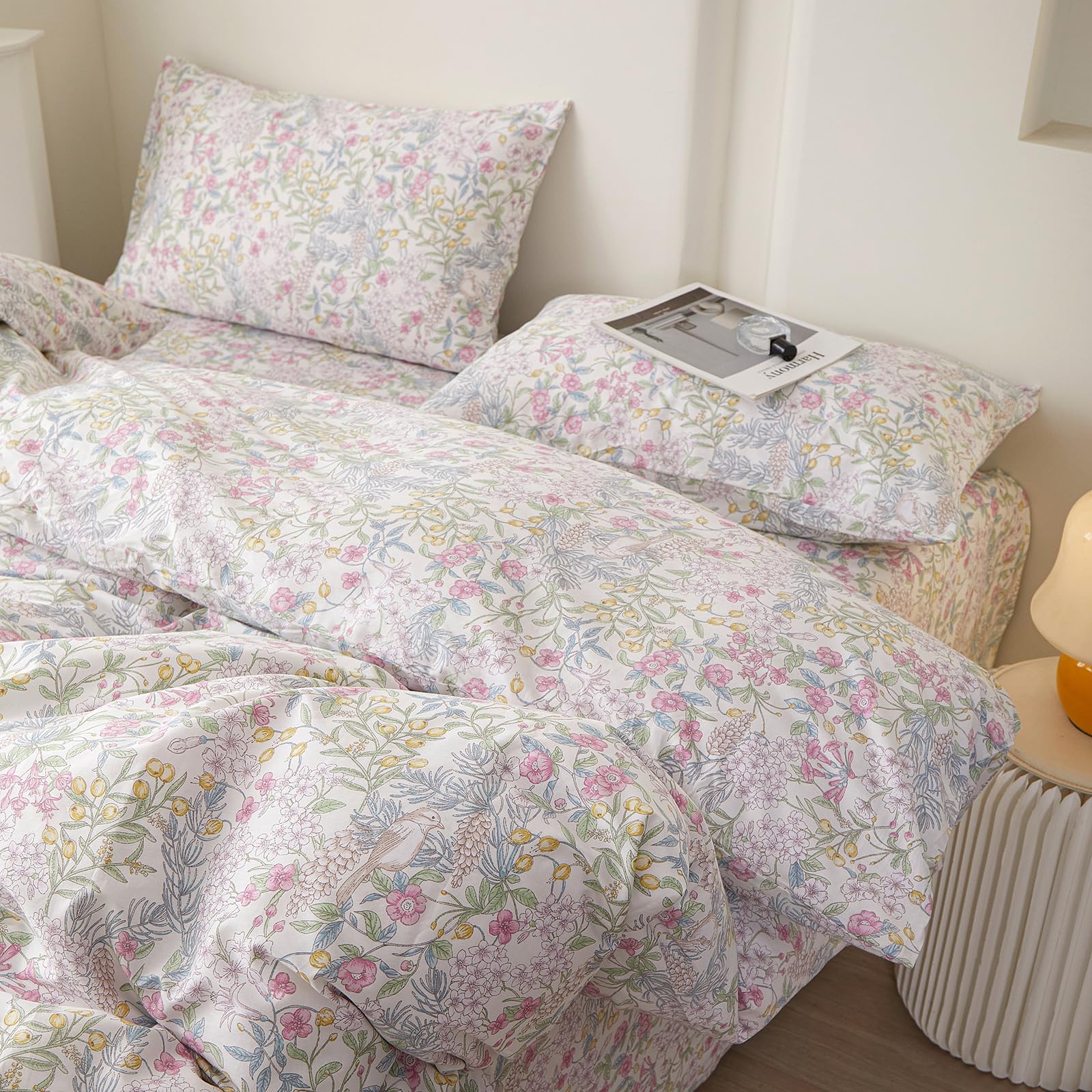 Botanical Floral Comforter Set King Aesthetic Cottagecore Bedding Set