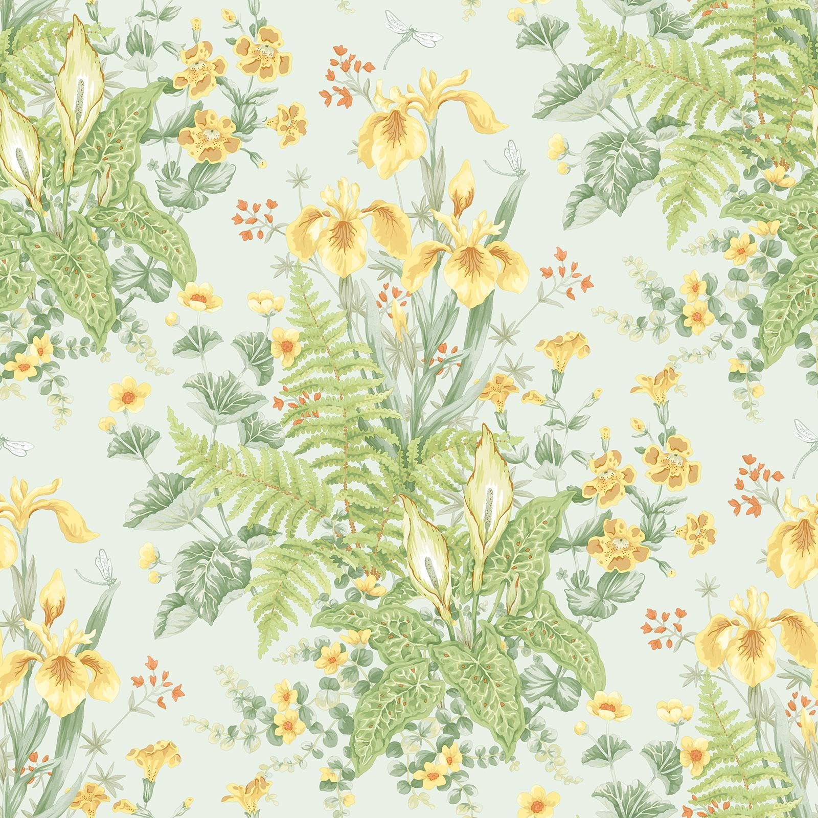 Rasch Wallpaper Yellow And Mint Chelsea Ferns Wallpaper