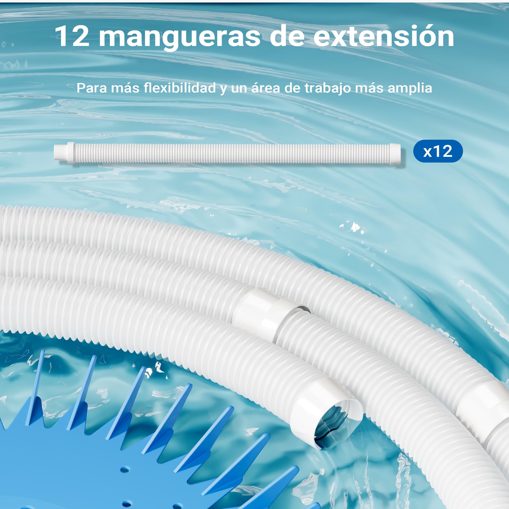 Limpiafondos de Piscinas automático Incluye 12 mangueras Aspirador Limpiador de Suelos de Piscinas Azul