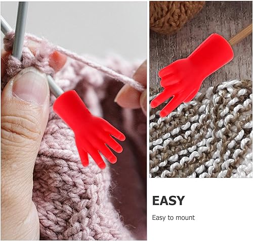 Miniatura 8 de EXCEART 6 Uds. Agujas de tejer Protectores de punto de goma de punto de aguja de punto tapas tapas de papel de roca Tijeras Agujas Tapones de punto