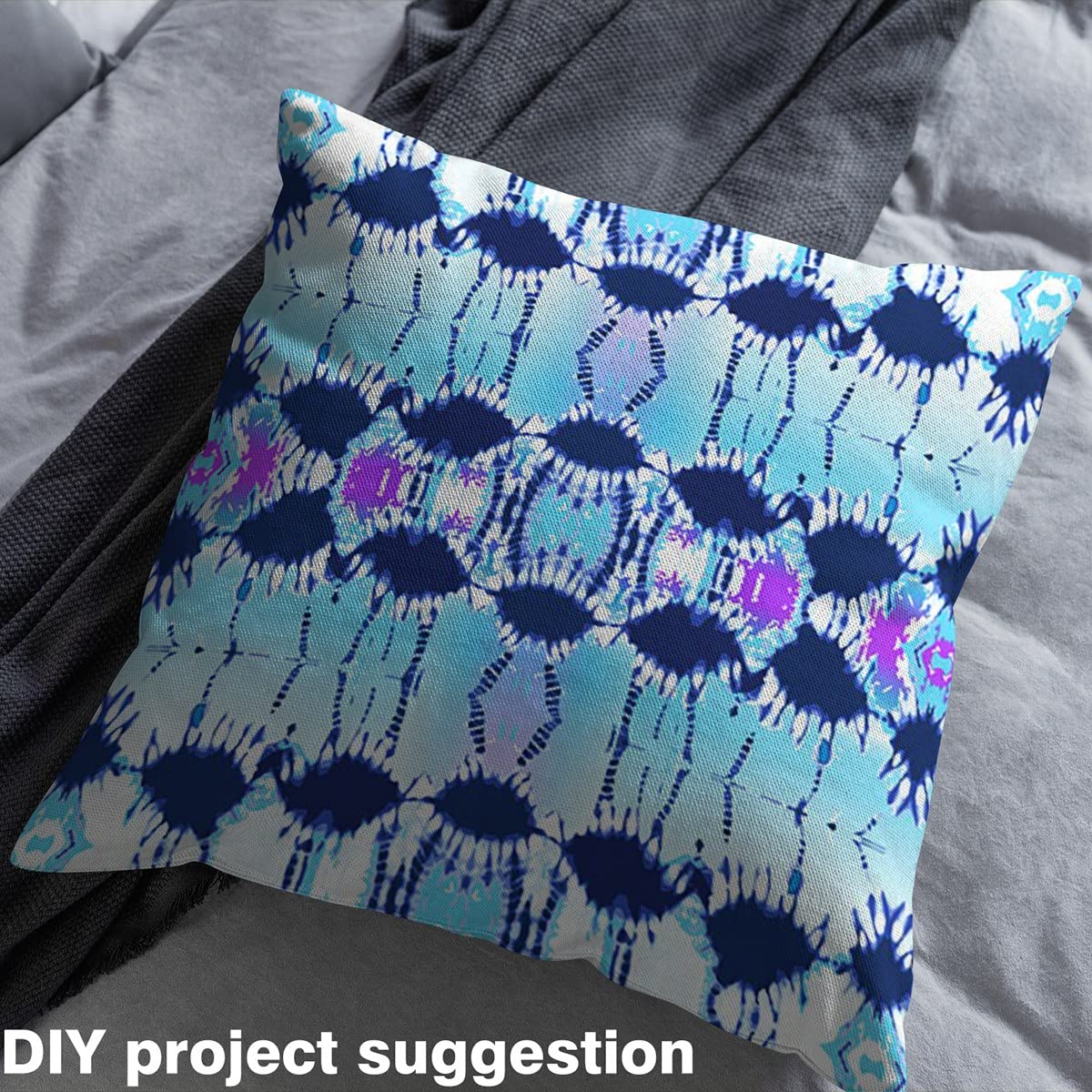 Blauer Ombré Polsterstoff für Stühle Tie Dye Stoff Meterware Geometrischer Moderner Abstrakter Dekor Stoff Kreislinie Drinnen Draußen Stoff DIY Kunst Wasserdichter Stoff Lila Blau 276 x 150 (HxB)