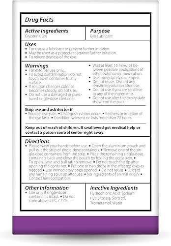 Miniatura 3 de Optase Gotas intensas para ojos secos, 30 viales de dosis única, gotas para ojos sin conservantes para ojos secos, lágrimas artificiales moderadas a