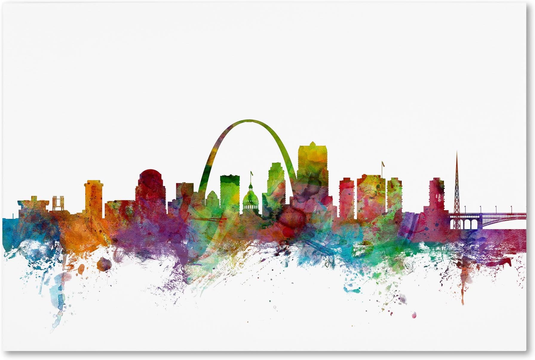 St. Louis Missouri Skyline by Michael Tompsett, 16x24-Inch Canvas Wall Art