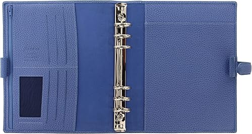 Miniatura 3 de Filofax Finsbury - Organizador de tamaño A5, azul Vista - Cuero granulado tradicional, seis anillos, calendario semanal para ver, multilingüe, 2024