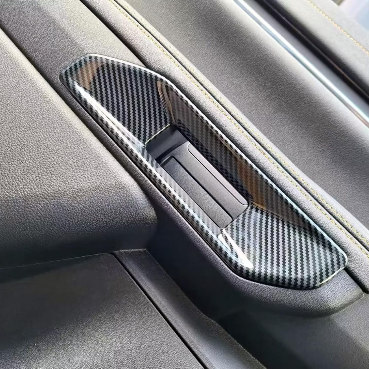 CTH for Ford Ranger 2024-2025 Interior Car Door Decorative Panel Cover Trim Car Accessories 4pcs (Carbon Fiber Black)