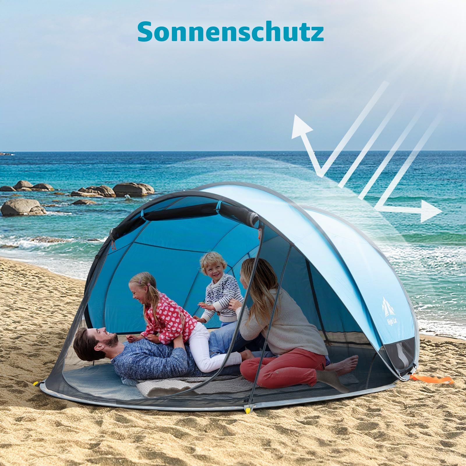 NIght Cat Pop Up Strand Zelt: 3 4 Personen Camping Strandmuschel mit Moskitonetz uv Schutz 50+ Sonnenschutz für Outdoor