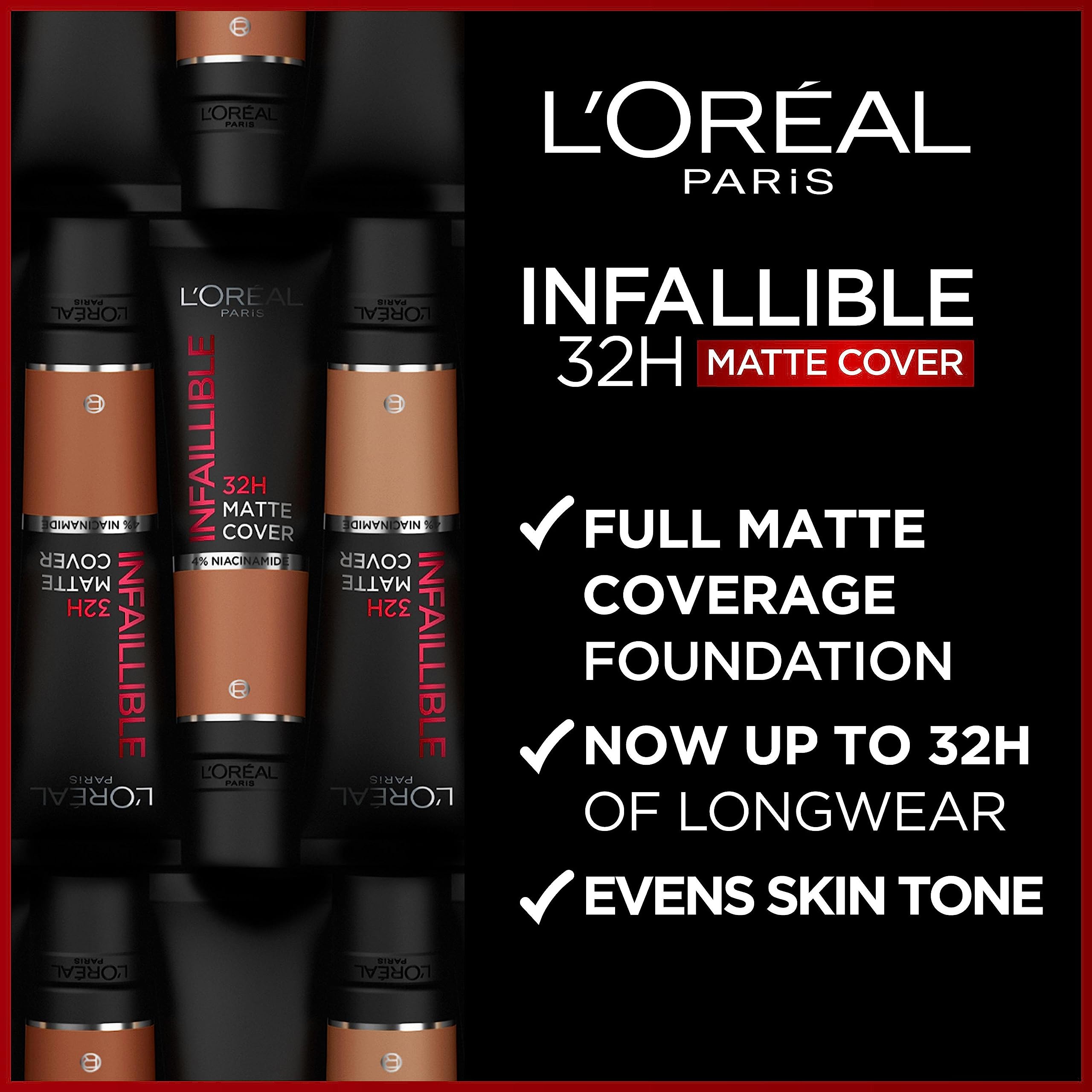 L'Oreal Paris Cover Liquid Foundation, With 4% Niacinamide, Long Lasting, Natural Finish, Available in 20 Shades, SPF 25 - Image 2