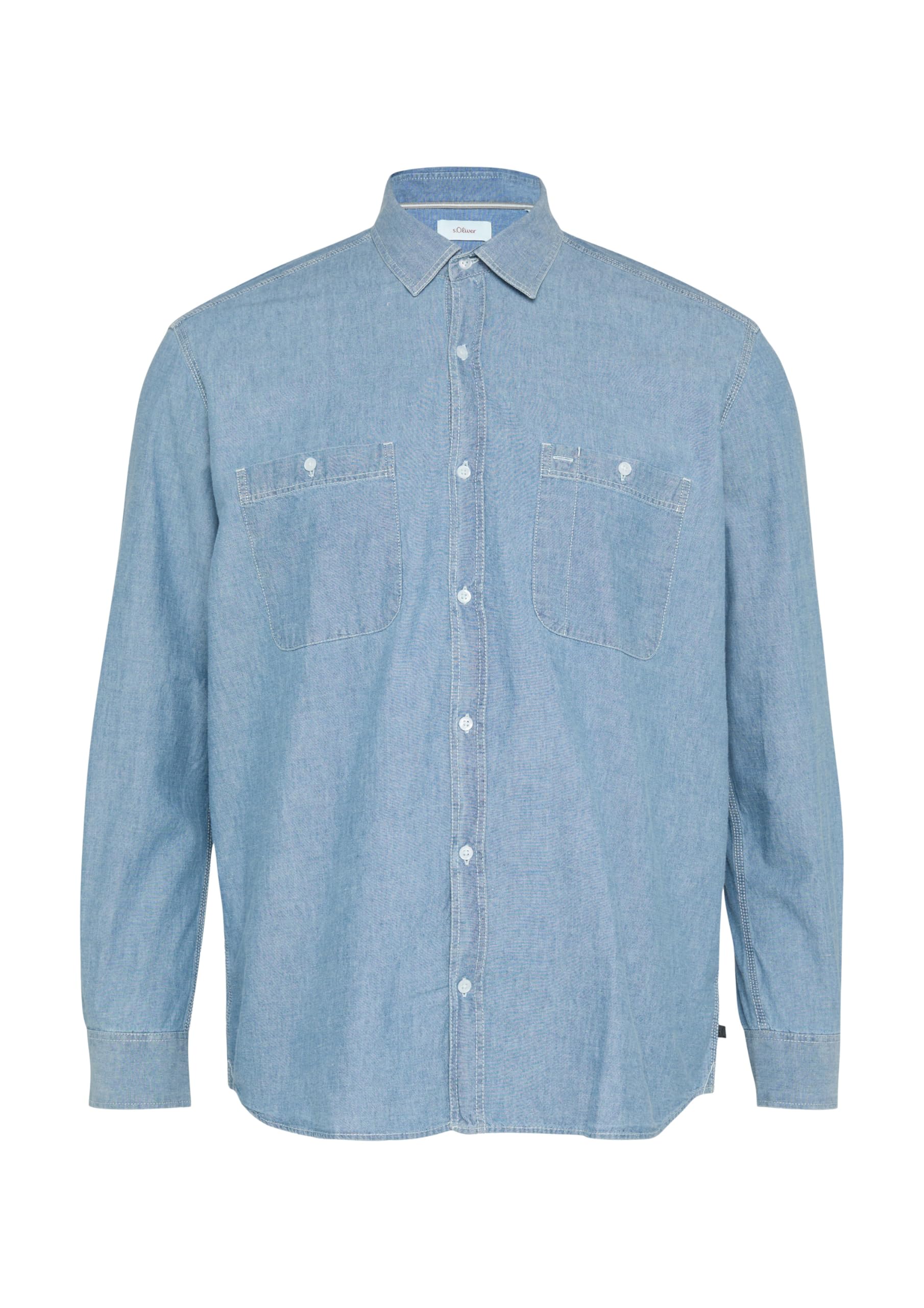 s.Oliver Herren Regular Fit: Baumwollhemd aus Chambray Hemd Langarm
