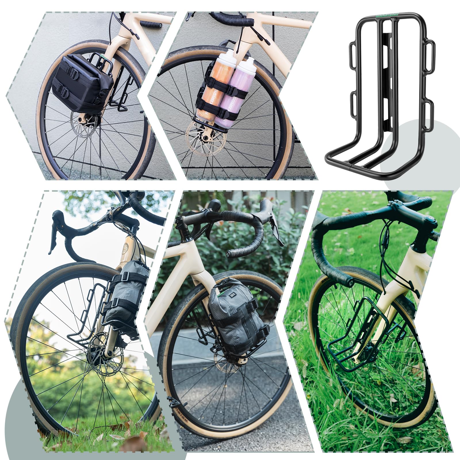ROCKBROS Borsa da Portapacchi Anteriore e Portapacchi Anteriore per Bici MTB in Alluminio, Grande Capacità 2.7L, Impermeabile