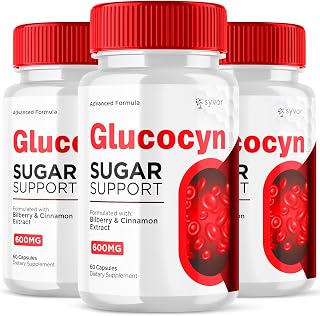 (3 Pack) Glucocyn Capsules, Official Glucocyn Glycogen Supplement Pills with All Natural Ingredients, Advanced Formula Support Pills with Max Strength Premium Vitamins for Women and Men (180 Capsules)