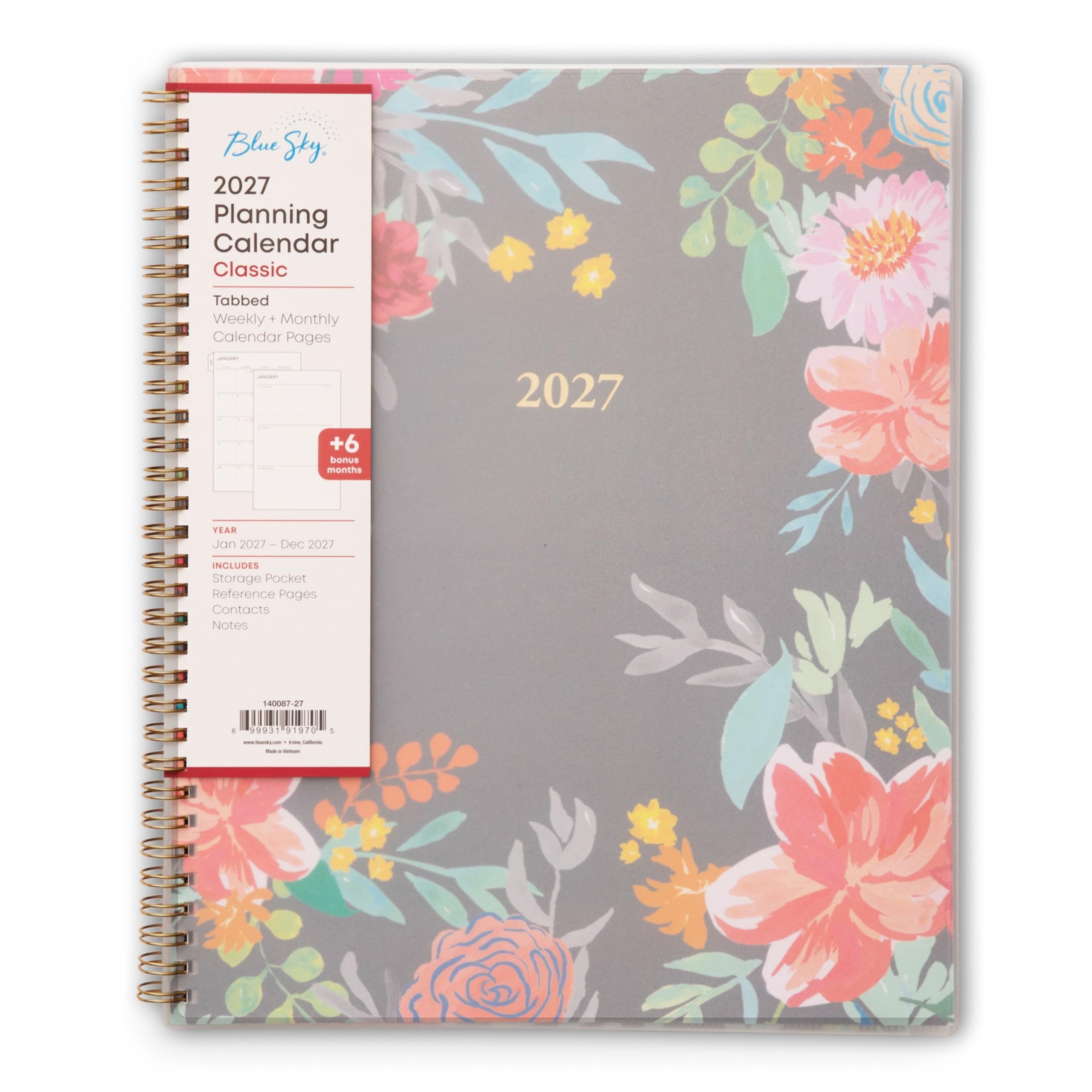 Blue Sky 2027 Weekly and Monthly Planner Calendar, January 2027 - December 2027, 8.5" x 11", Flexible Cover, Laminated Tabs, Durable Twin Wire Binding, Storage Pocket, Sophie