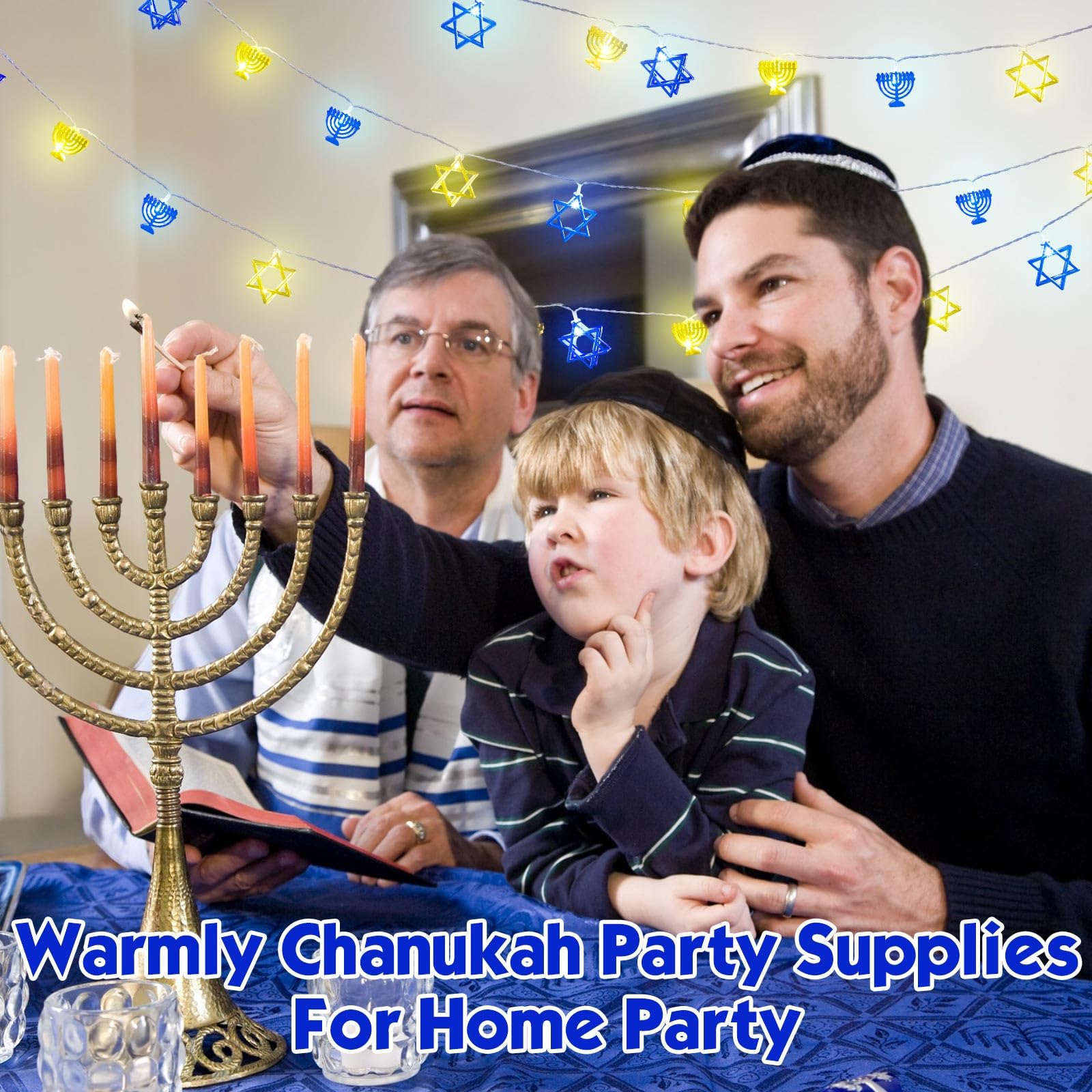 Chanukah – Guirlande Lumineuse Menorah De 3 M Avec 20 LED Hanukkah