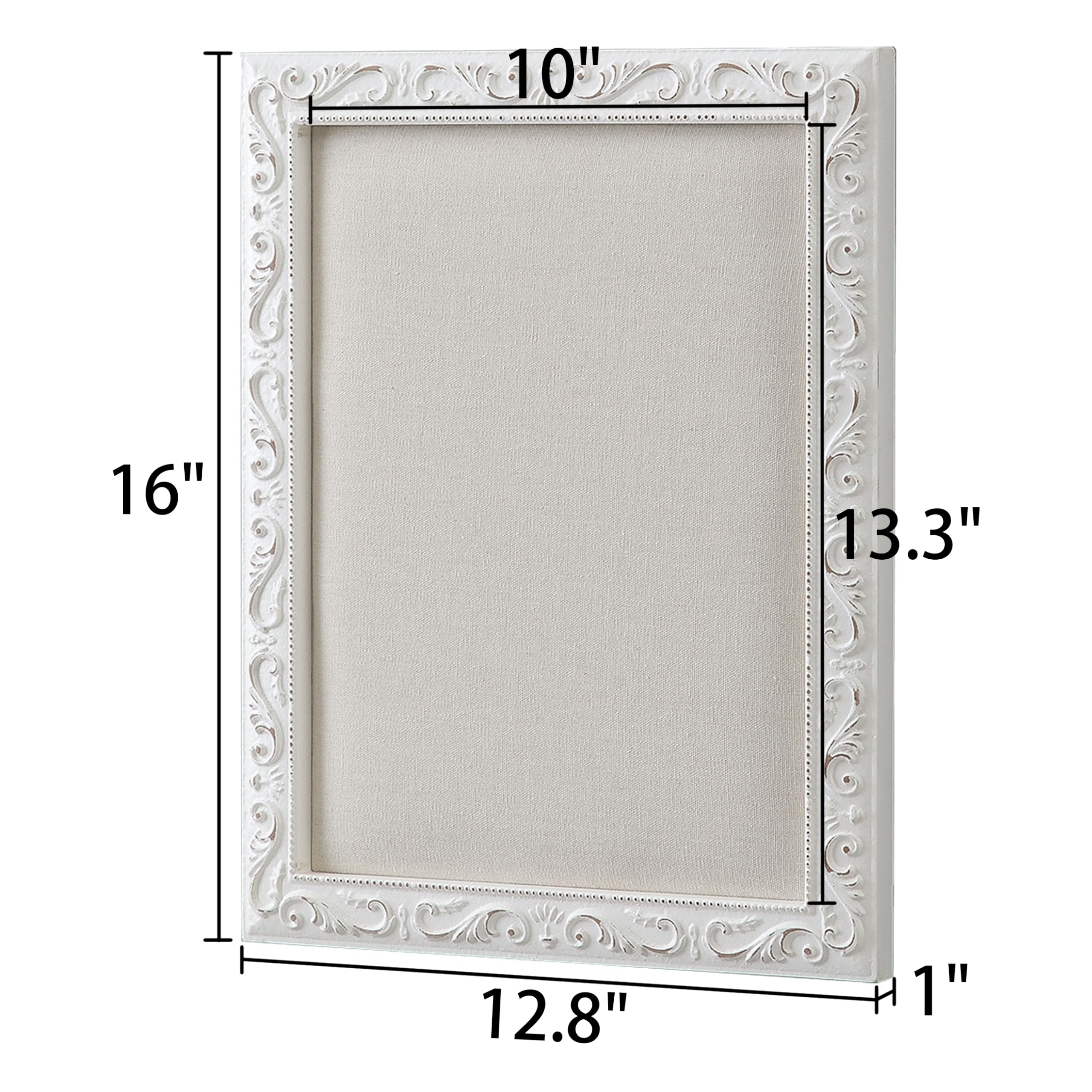 Blanc Vintage Tableau Liege Mural avec Cadre en Bois 40 x 32 cm,Tableau d'Affichage Liège Rustique, Petit Tableau pour Épingles