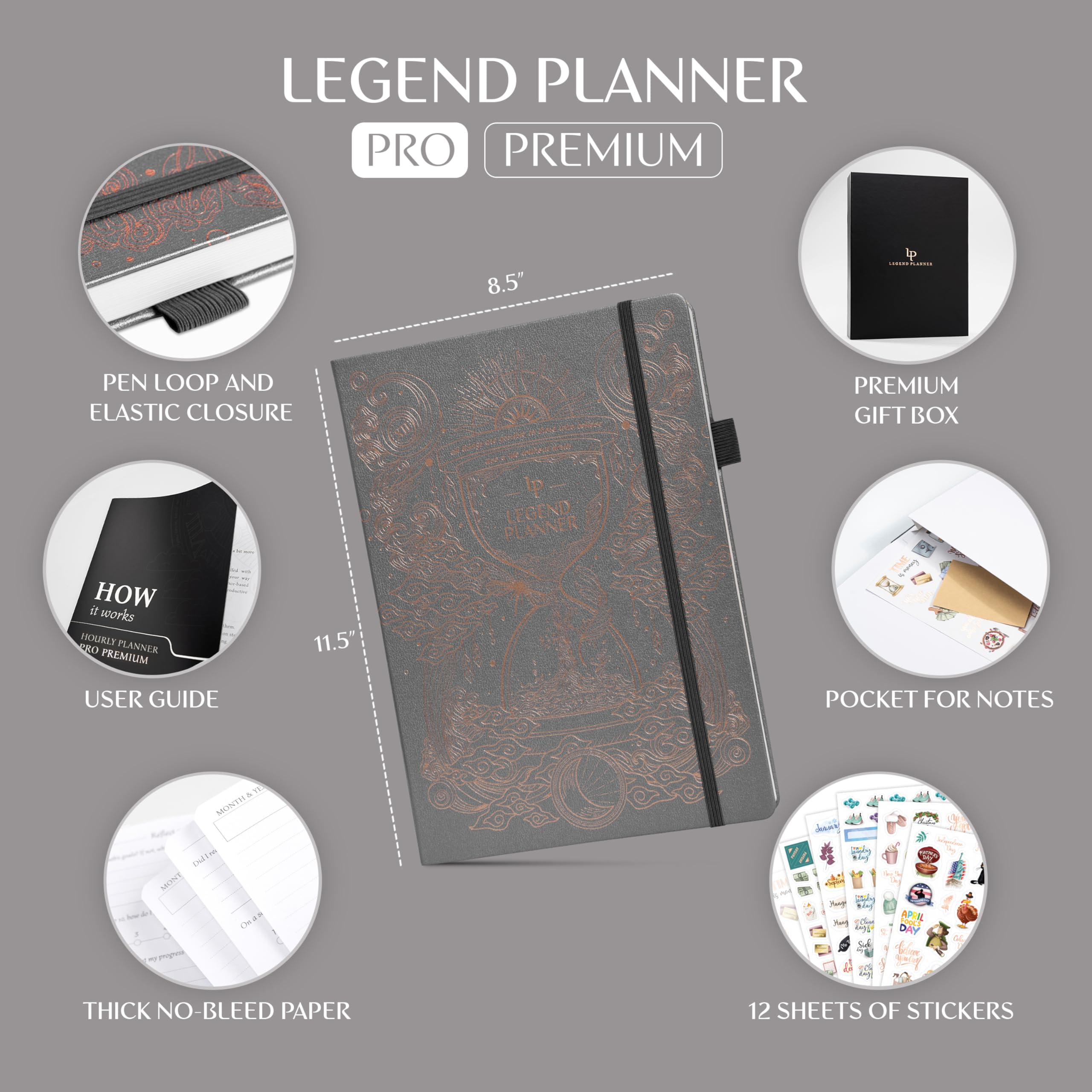 Legend Hourly Planner PRO Premium, Large Undated Schedule Planner with Time Slots - Image 2