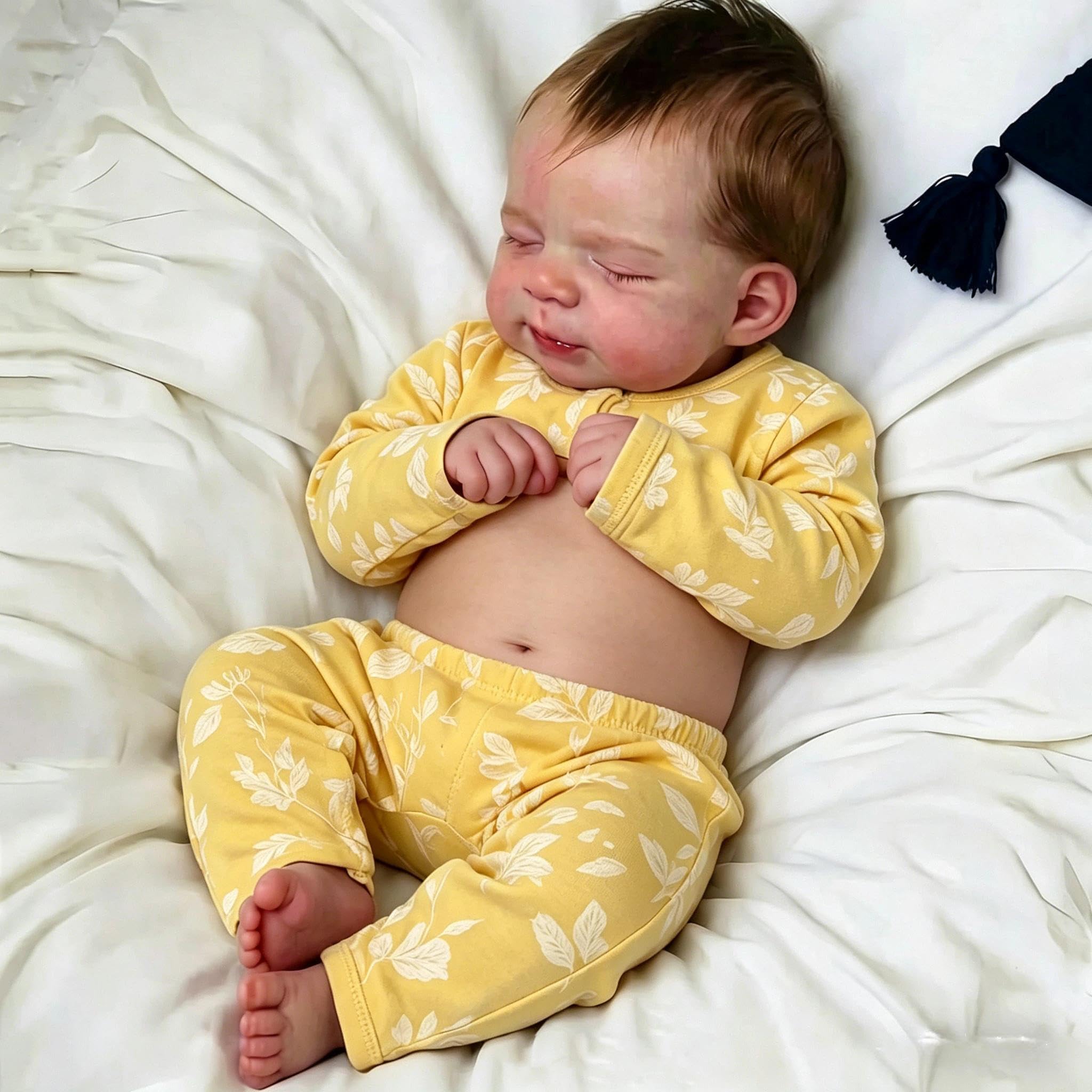 Zero pam Reborn Baby Puppen Vinyl Lebensecht-48CM Reborn Baby Junge Mit Haaren, Echte Baby Puppe Wie Echt Mit Zubehör, Lebensechte Babypuppen,Babypuppen Wie Echt, Puppe Ab 3 Jahre Mädchen