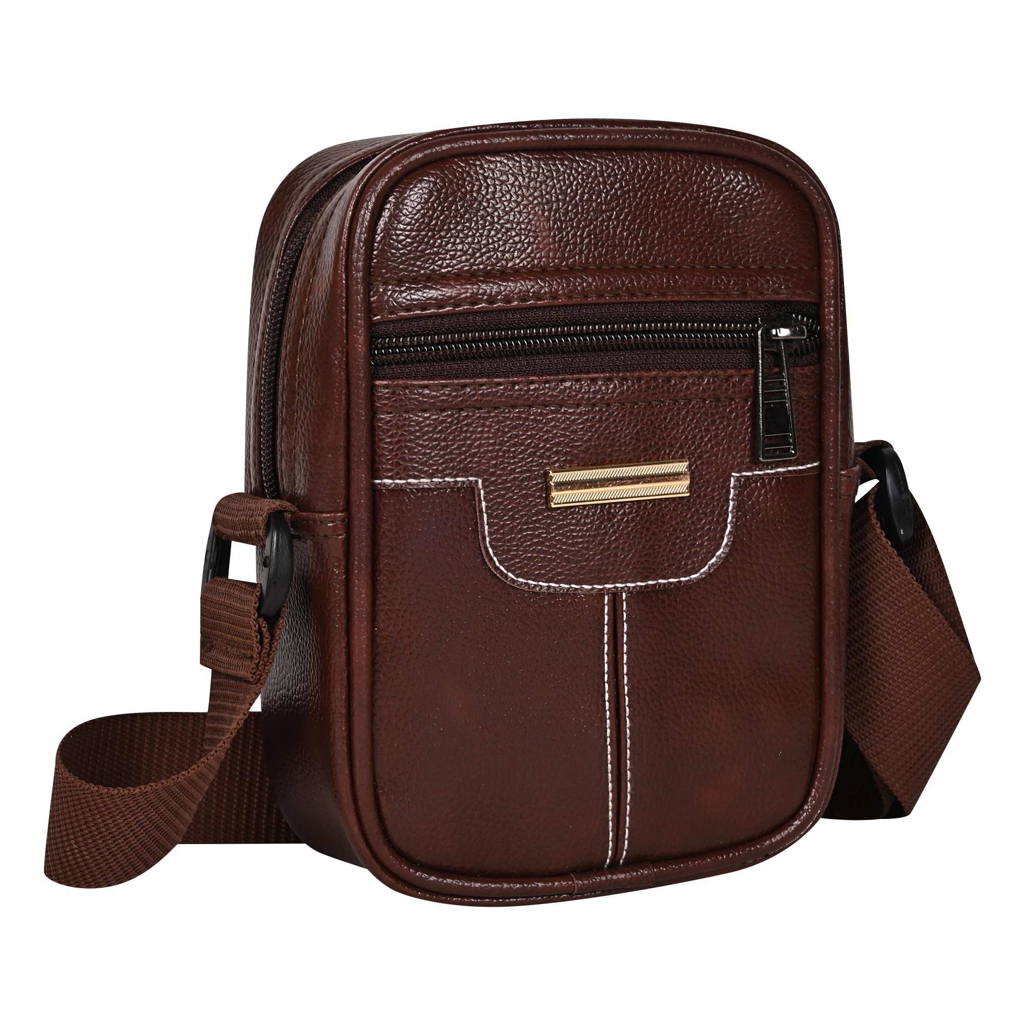 pramadda pure luxury Milan SMALL Leather Sling Bag for Men Women | Classic Chest Slinger | Mobile Pocket Sling Bags for passport documents essential items| corporate gifts items.-picture-29