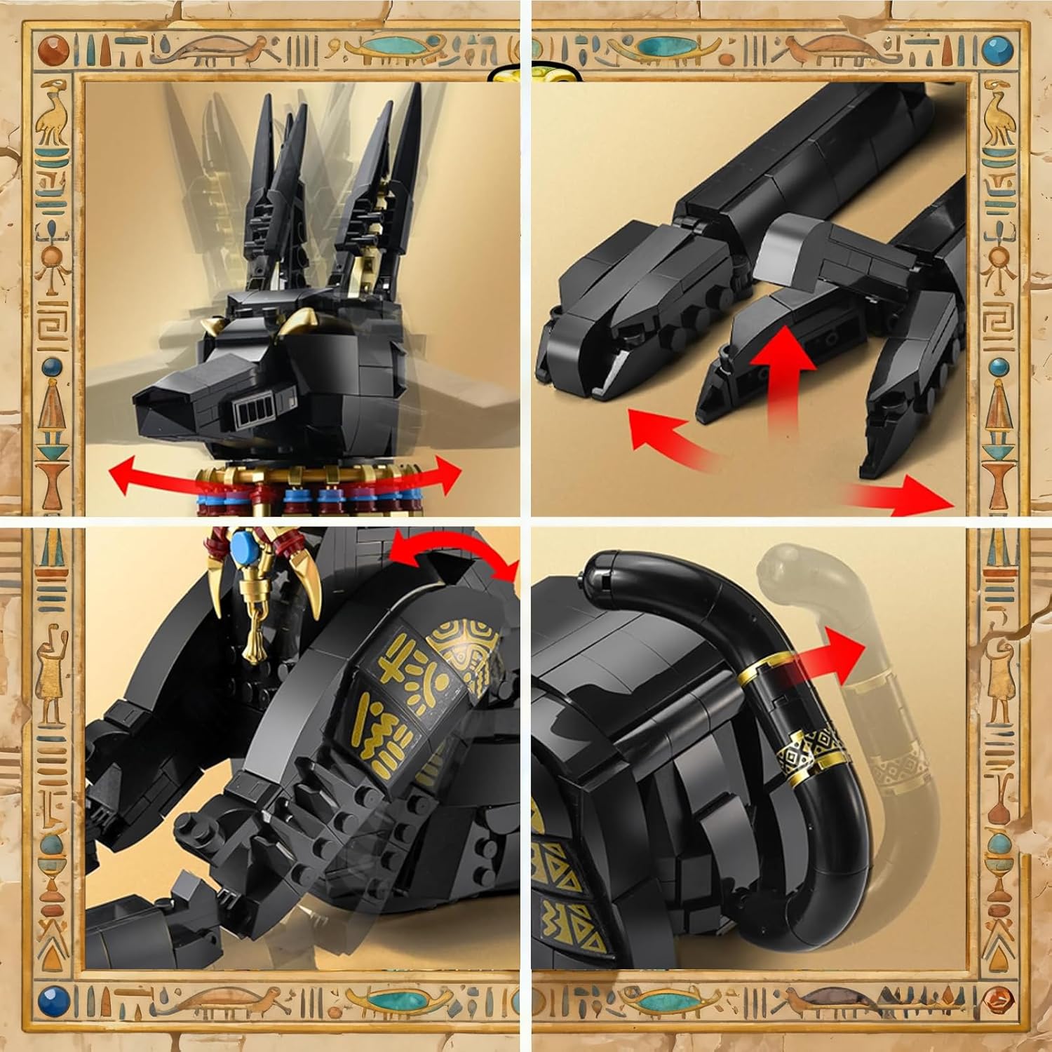Animal Egyptian Pharaoh Dog Building Blocks Sets Anubis Model Building Kits Doberman Dog Toys Gifts for Kids Adults 1208 PCS
