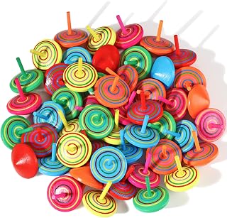 Aoriher 12 Pack Colorful Wooden Spinning Tops for Kids - Educational Gyroscopes, Safe Natural Wood Toys for Kindergarten Games & Birthday Gifts