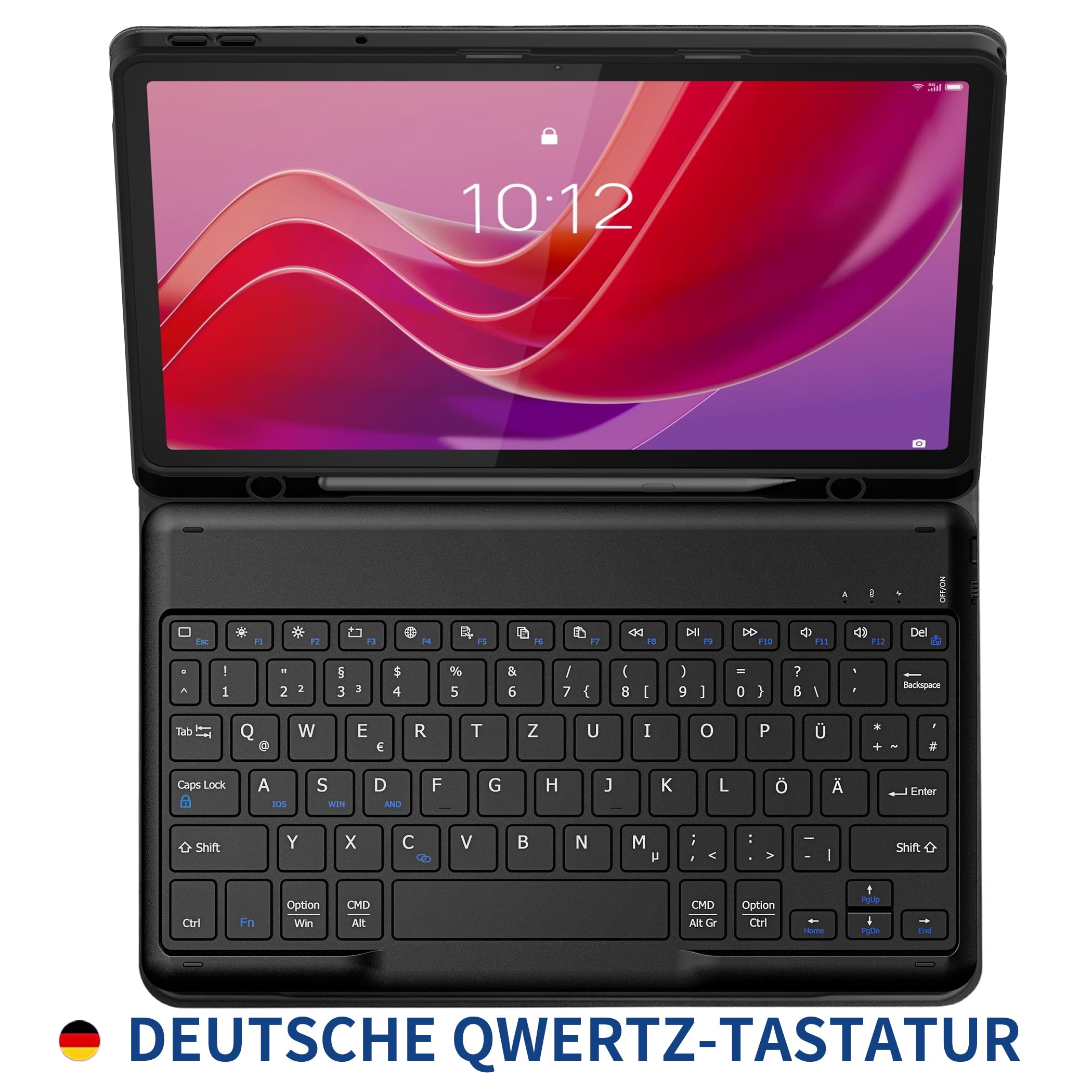 EasyAcc Hoesje voor Lenovo Tab M11 TB330 2024 met Potloodhouder, 11 inch Boekomslag Folio Standaard Tablet Beschermhoes, Auto Wake/Sleep Functie, Zwart