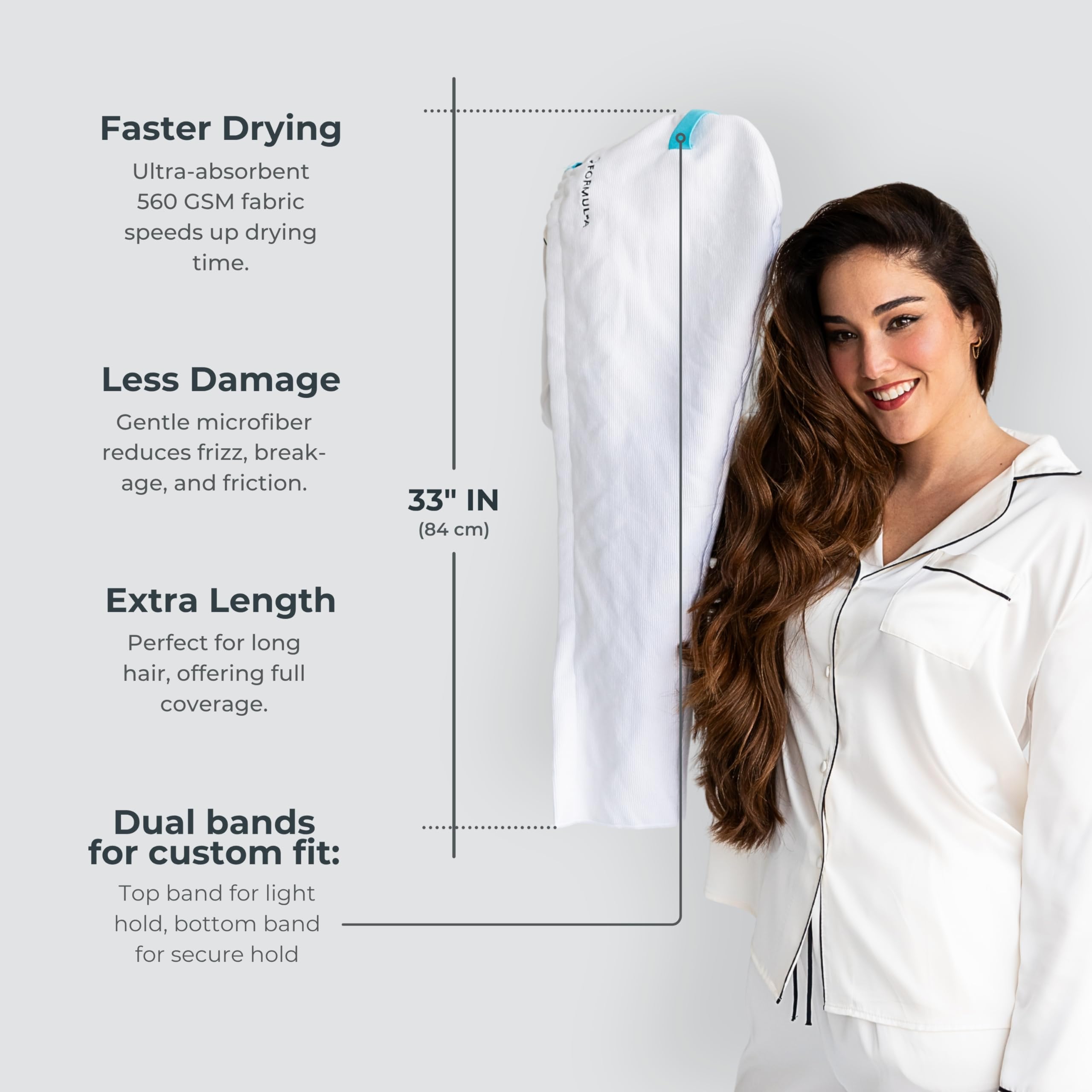 FORMUL-A - Toalla de Microfibra para el Cabello para Mujer, antiencrespamiento, Secado rápido, súper Absorbente, Turbante para Cabello Mojado, Producto para el Cuidado del Cabello